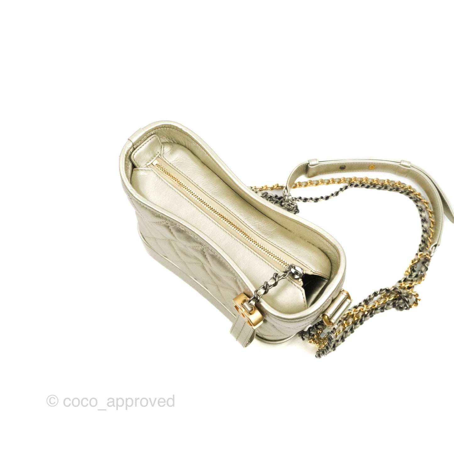 Chanel Quilted Small Gabrielle Hobo Metallic Pale Gold Aged Calfskin