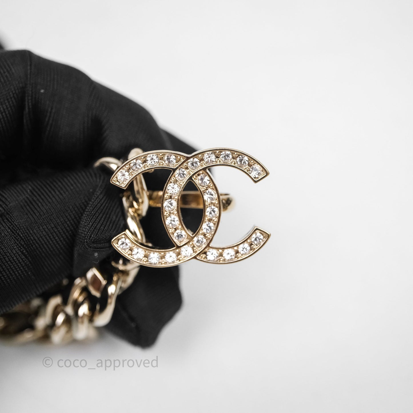 Chanel Crystal Resin Lipstick Charm Long Necklace Gold Tone 22C