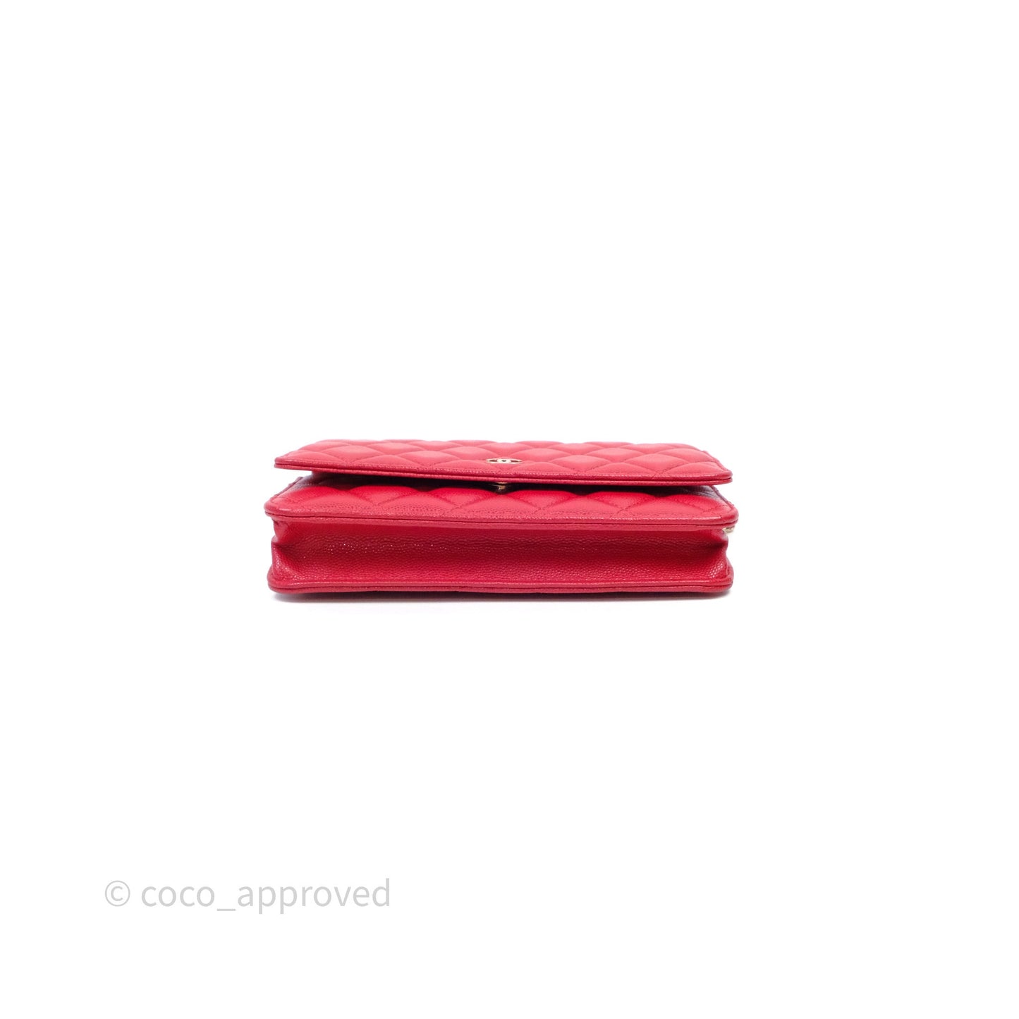 Chanel Quilted Classic Wallet on Chain WOC Red Caviar Gold Hardware