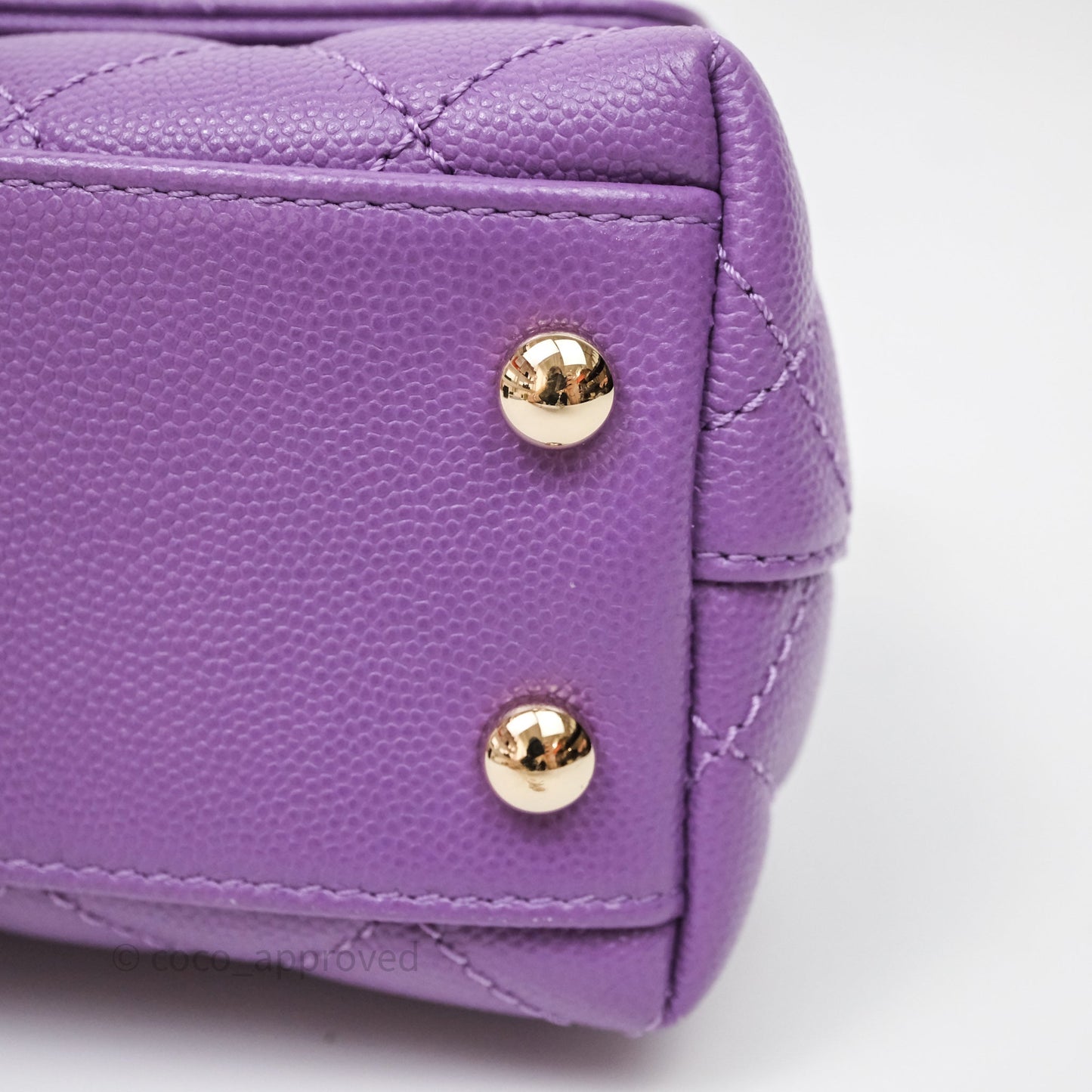 Chanel Mini Coco Handle Quilted Purple Caviar Gold Hardware
