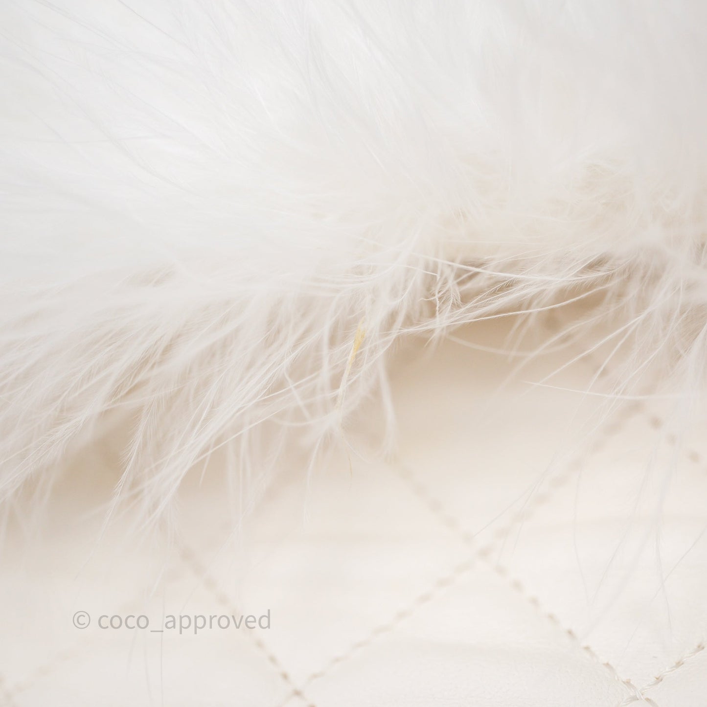 Chanel Quilted Fur Flap Bag White Gold Hardware