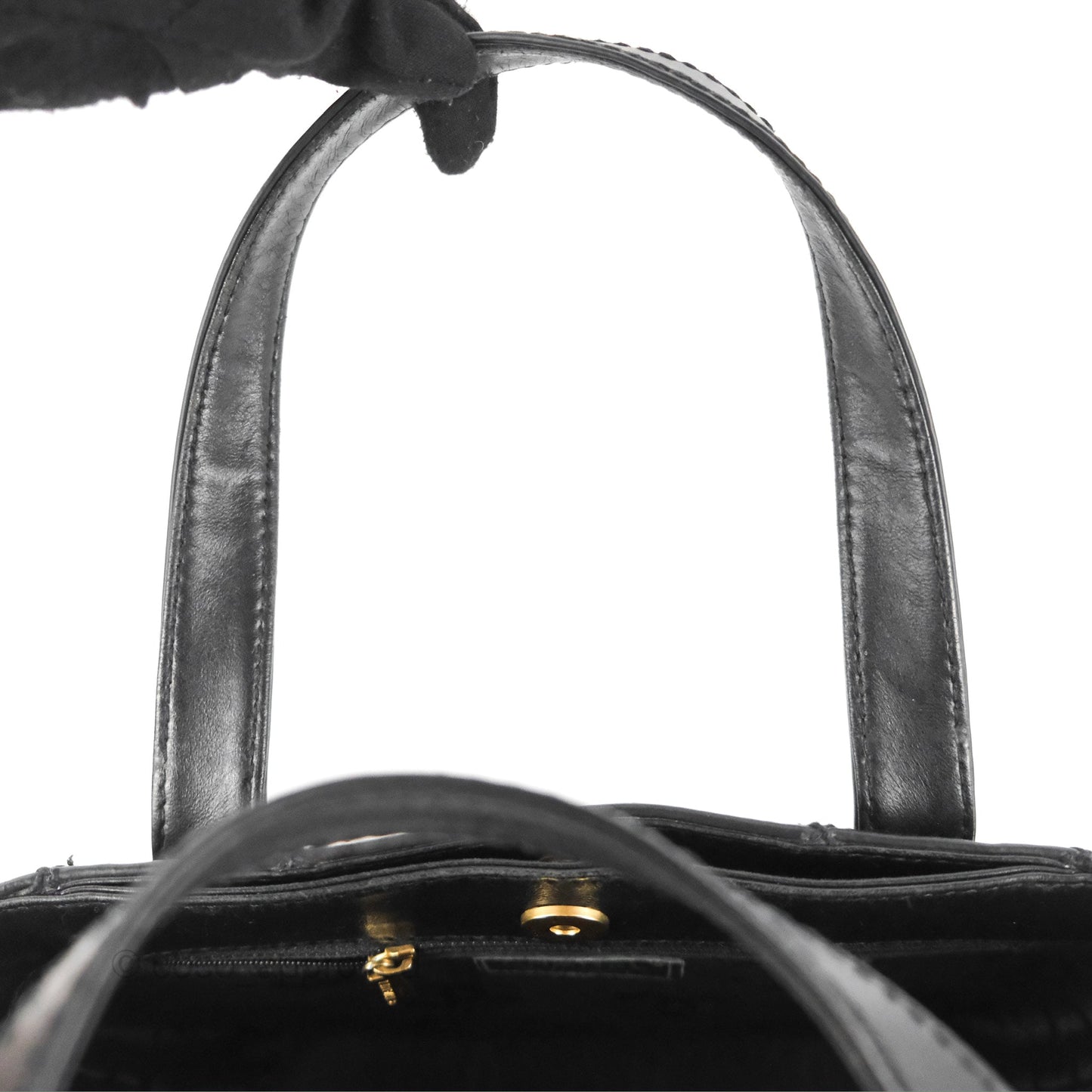 Chanel Vintage Quilted CC Tote Bag Matte Black Calfskin Gold Hardware
