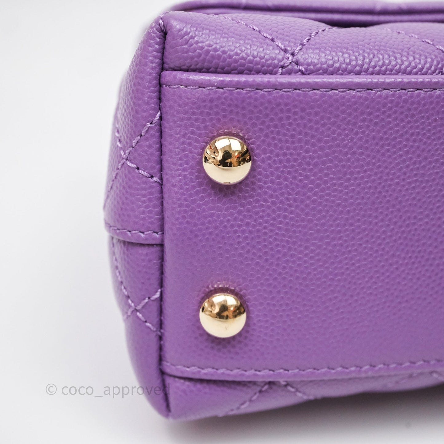 Chanel Mini Coco Handle Quilted Purple Caviar Gold Hardware