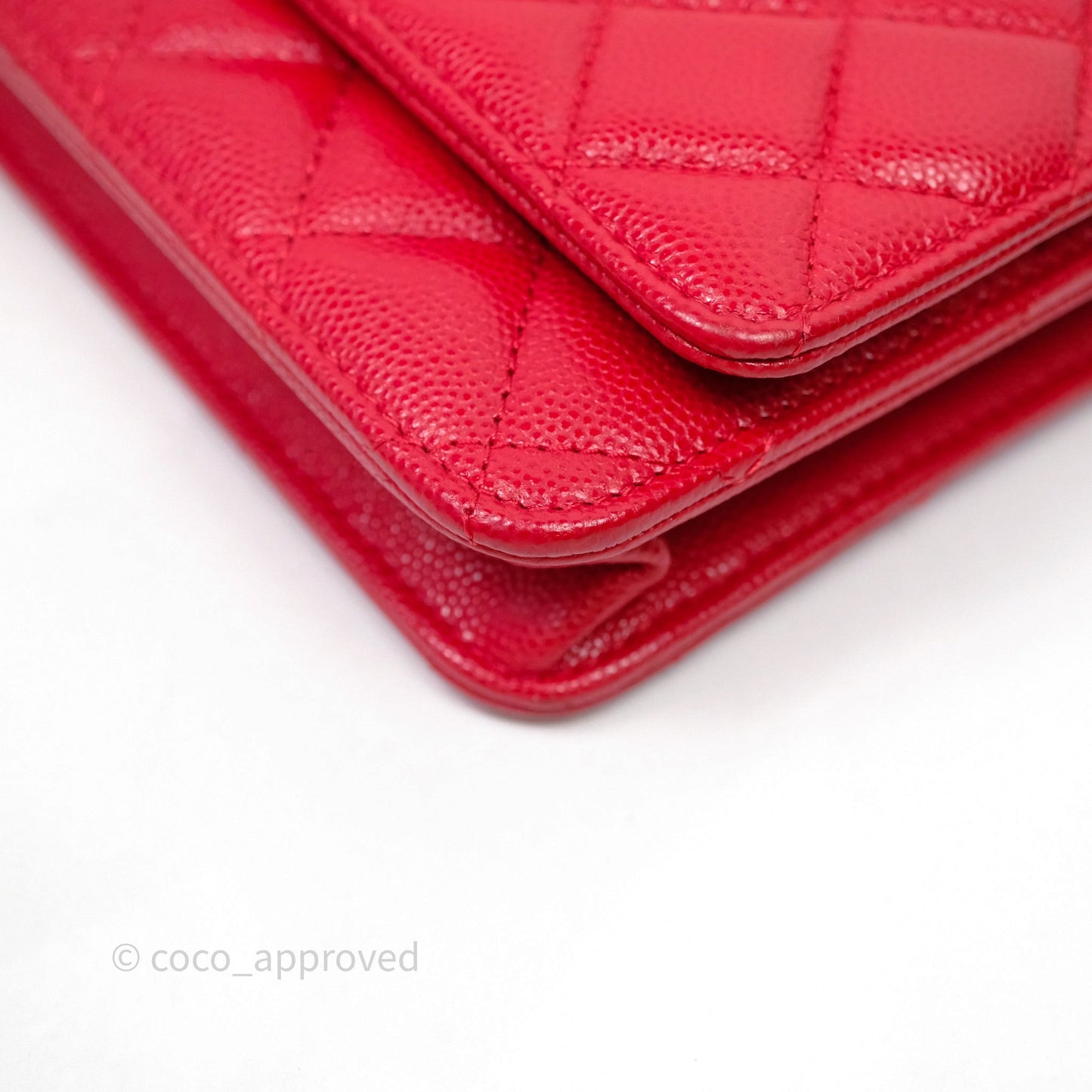 Chanel Quilted Classic Wallet on Chain WOC Red Caviar Gold Hardware
