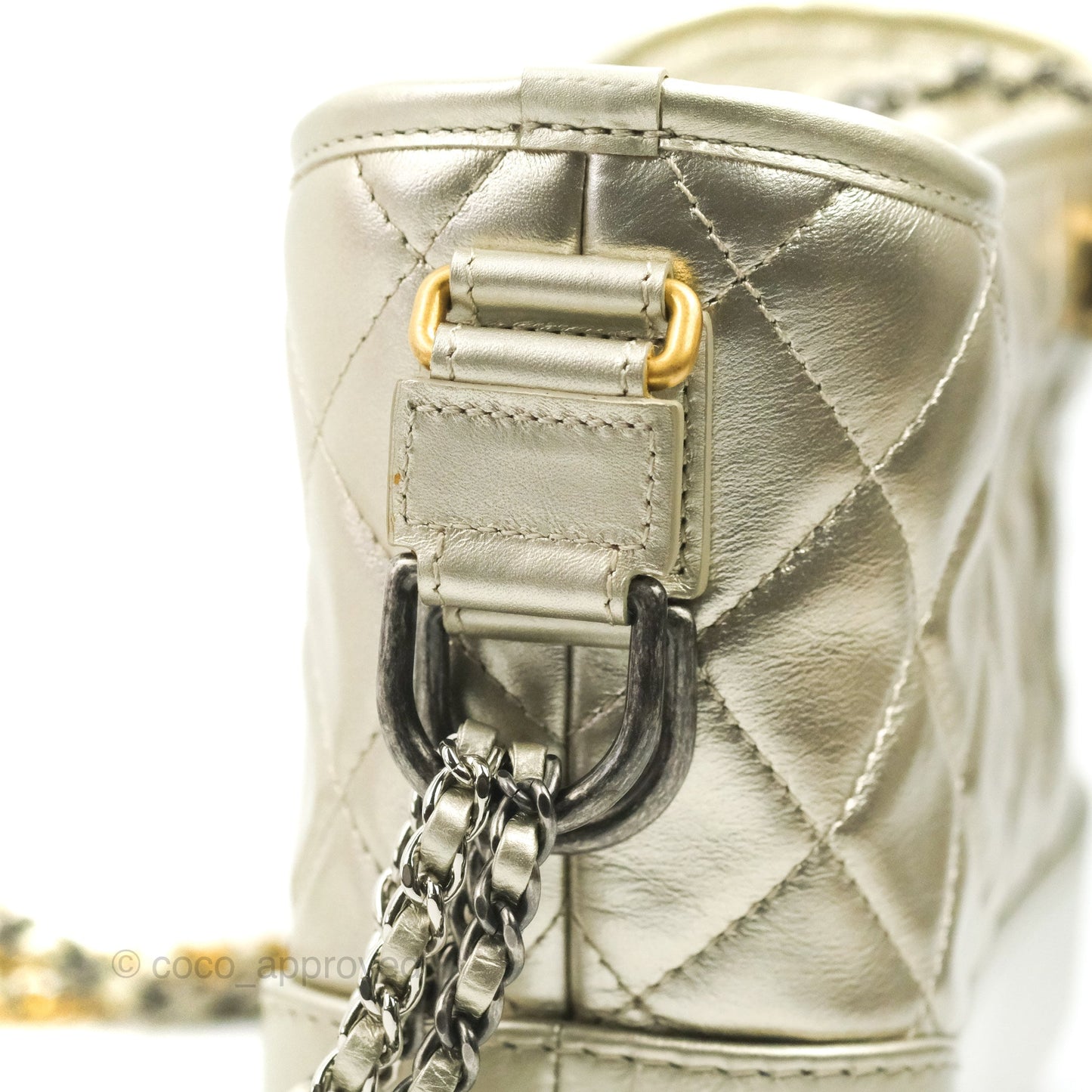 Chanel Quilted Small Gabrielle Hobo Metallic Pale Gold Aged Calfskin