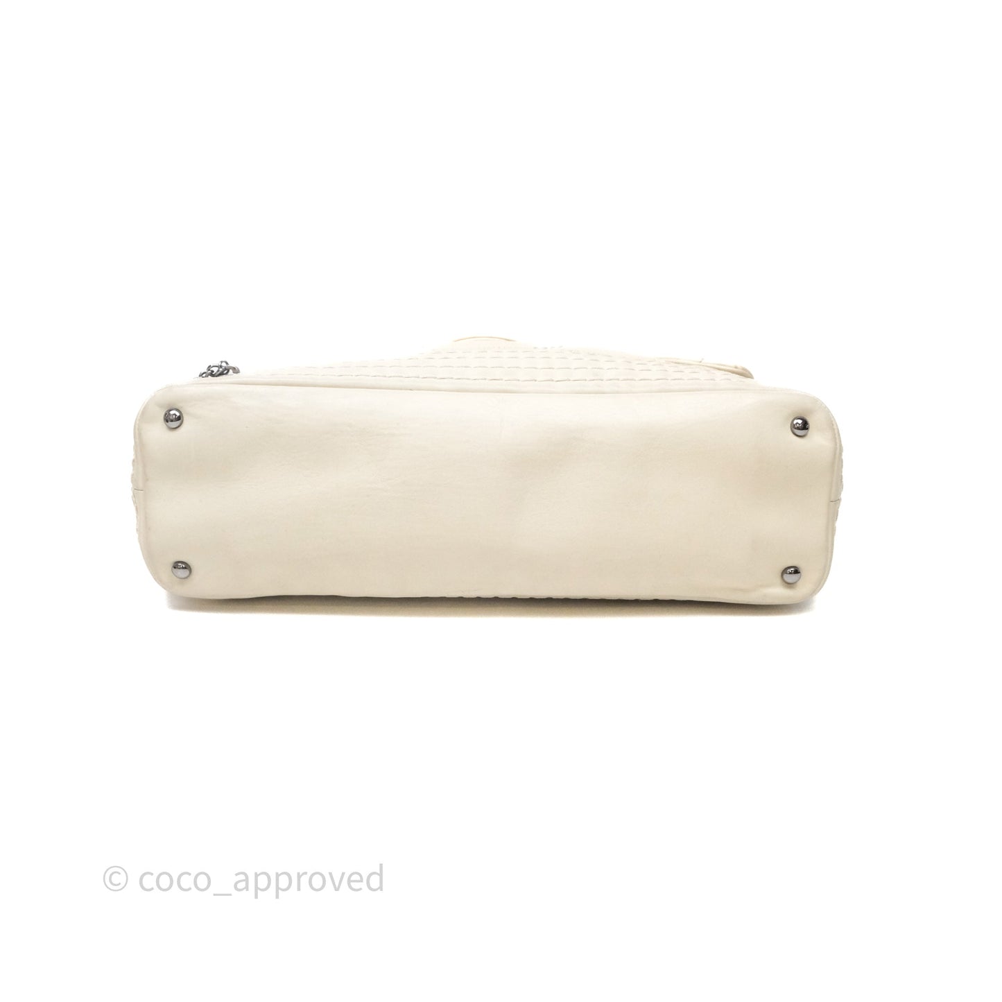 Chanel Expandable Ligne Flap Bag Ivory White Silver Hardware
