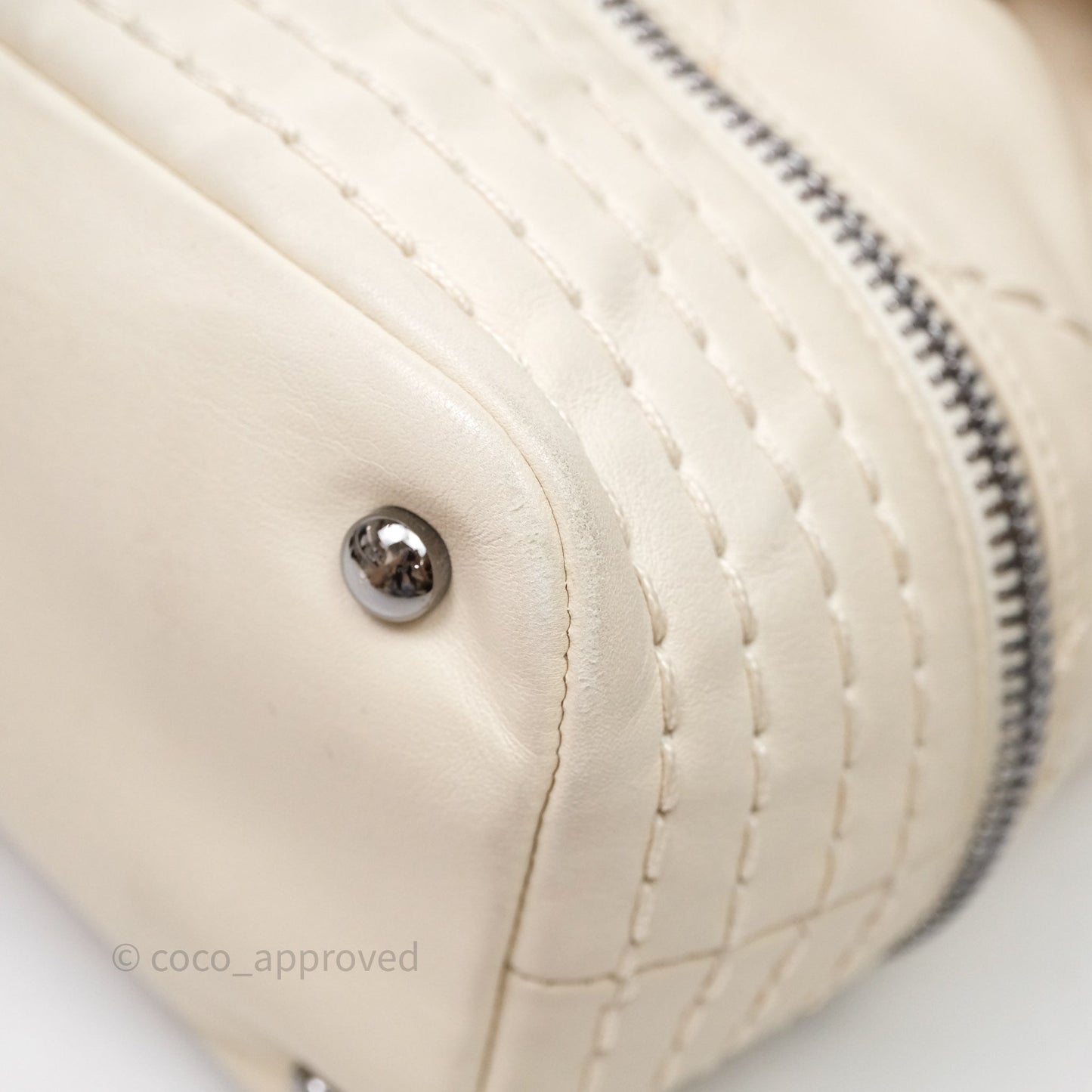 Chanel Expandable Ligne Flap Bag Ivory White Silver Hardware
