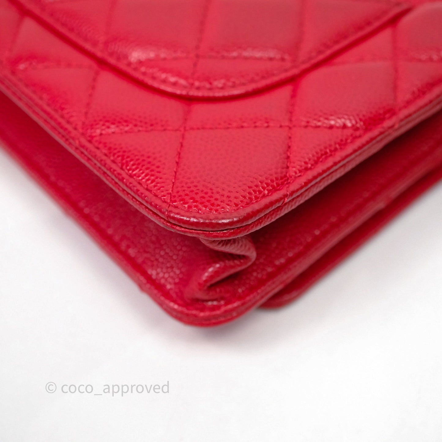 Chanel Quilted Classic Wallet on Chain WOC Red Caviar Gold Hardware