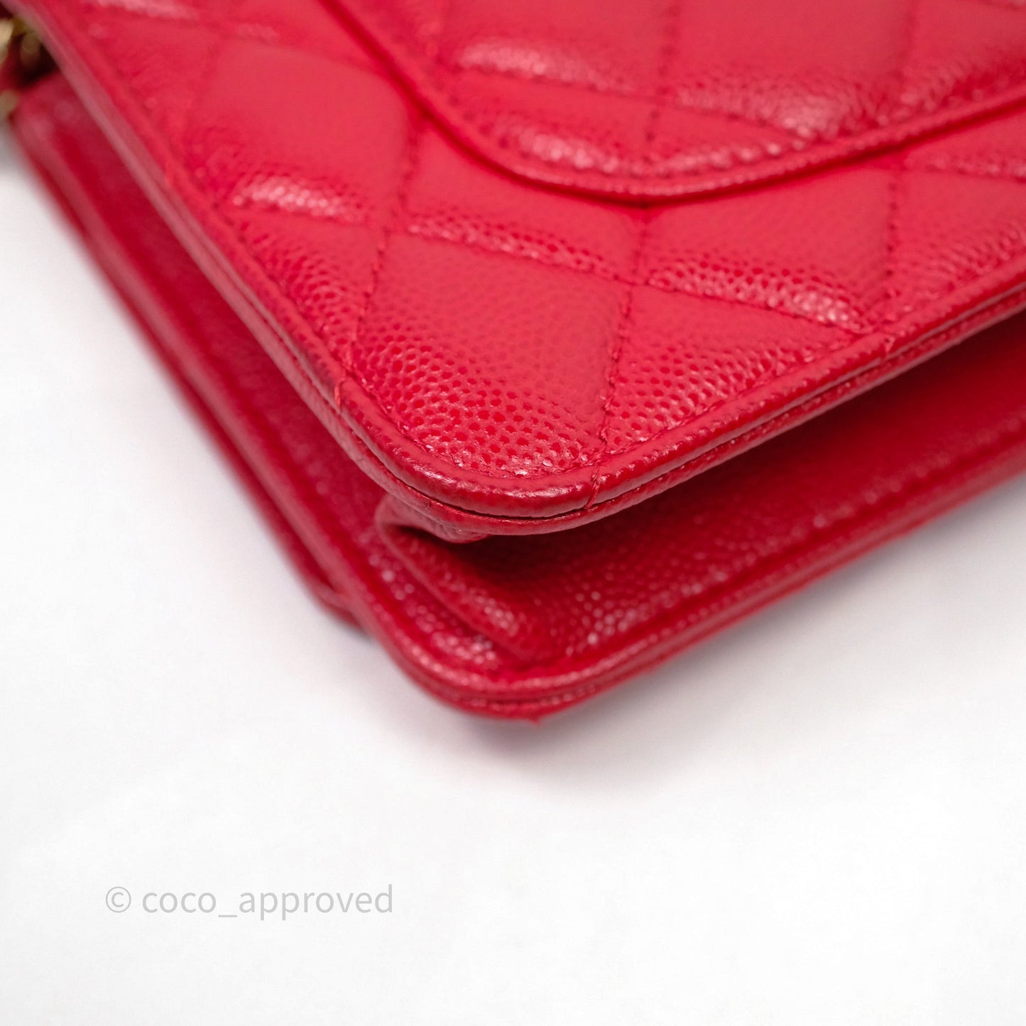 Chanel Quilted Classic Wallet on Chain WOC Red Caviar Gold Hardware
