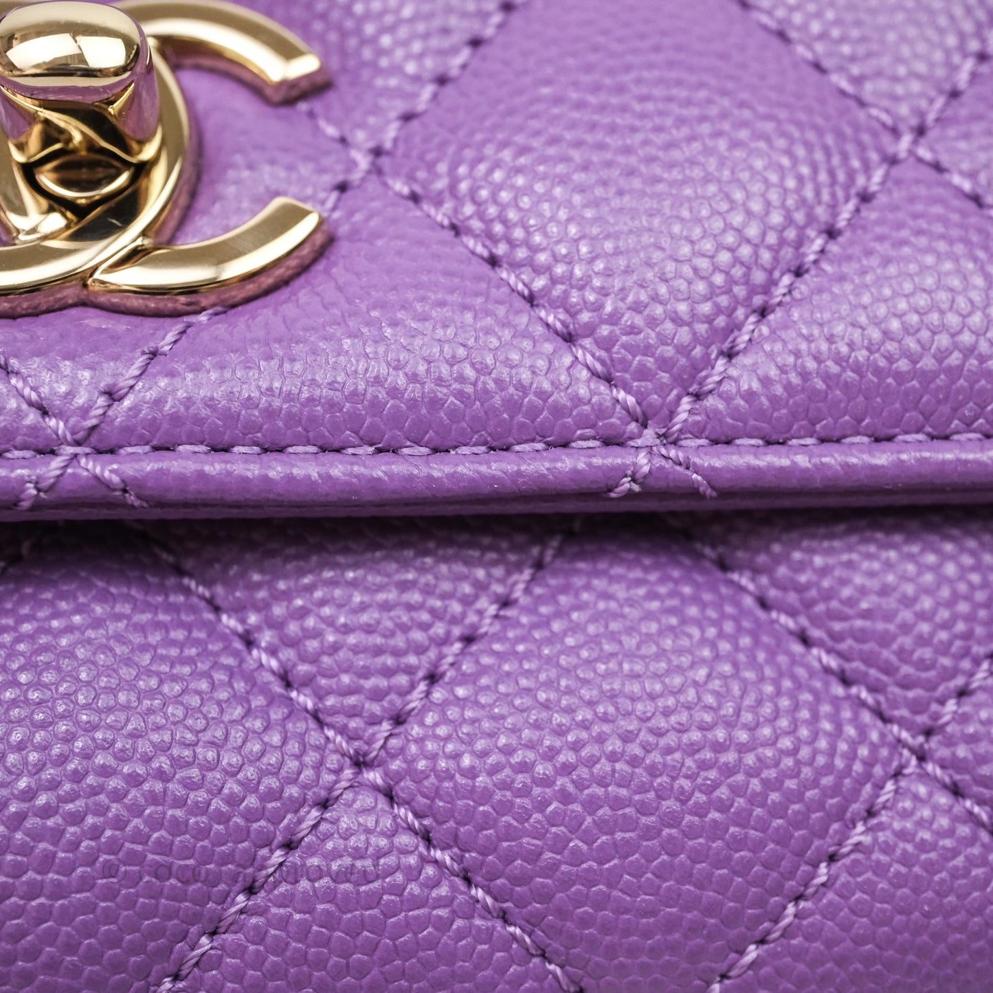 Chanel Mini Coco Handle Quilted Purple Caviar Gold Hardware