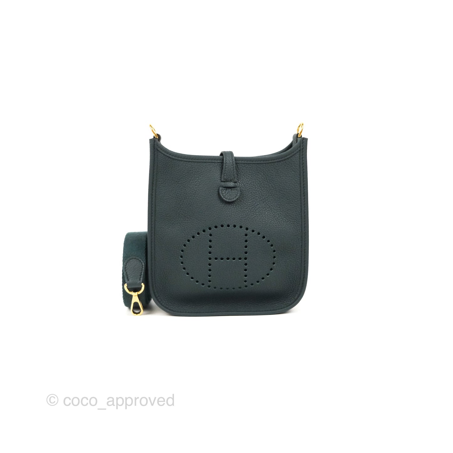 Hermès Mini Evelyne 16 Vert Rousseau Clemence Gold Hardware