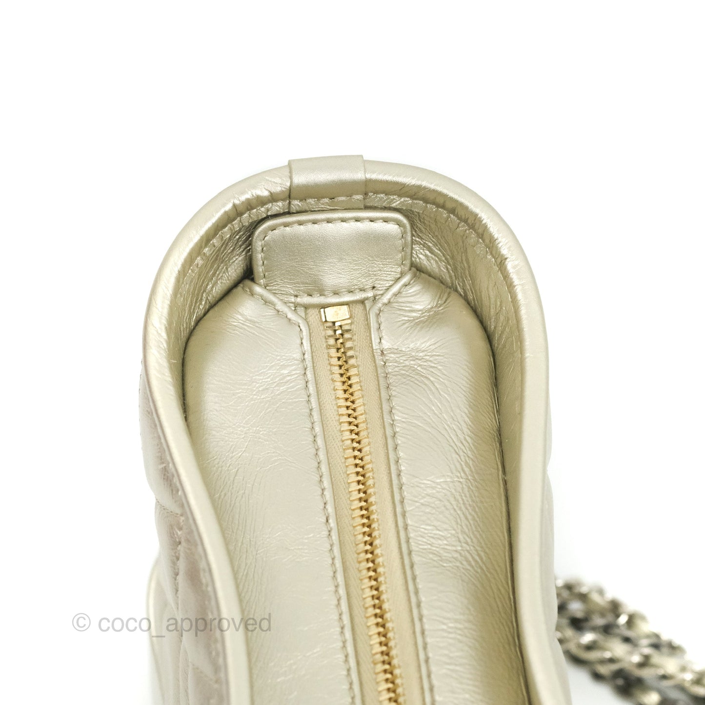 Chanel Quilted Small Gabrielle Hobo Metallic Pale Gold Aged Calfskin