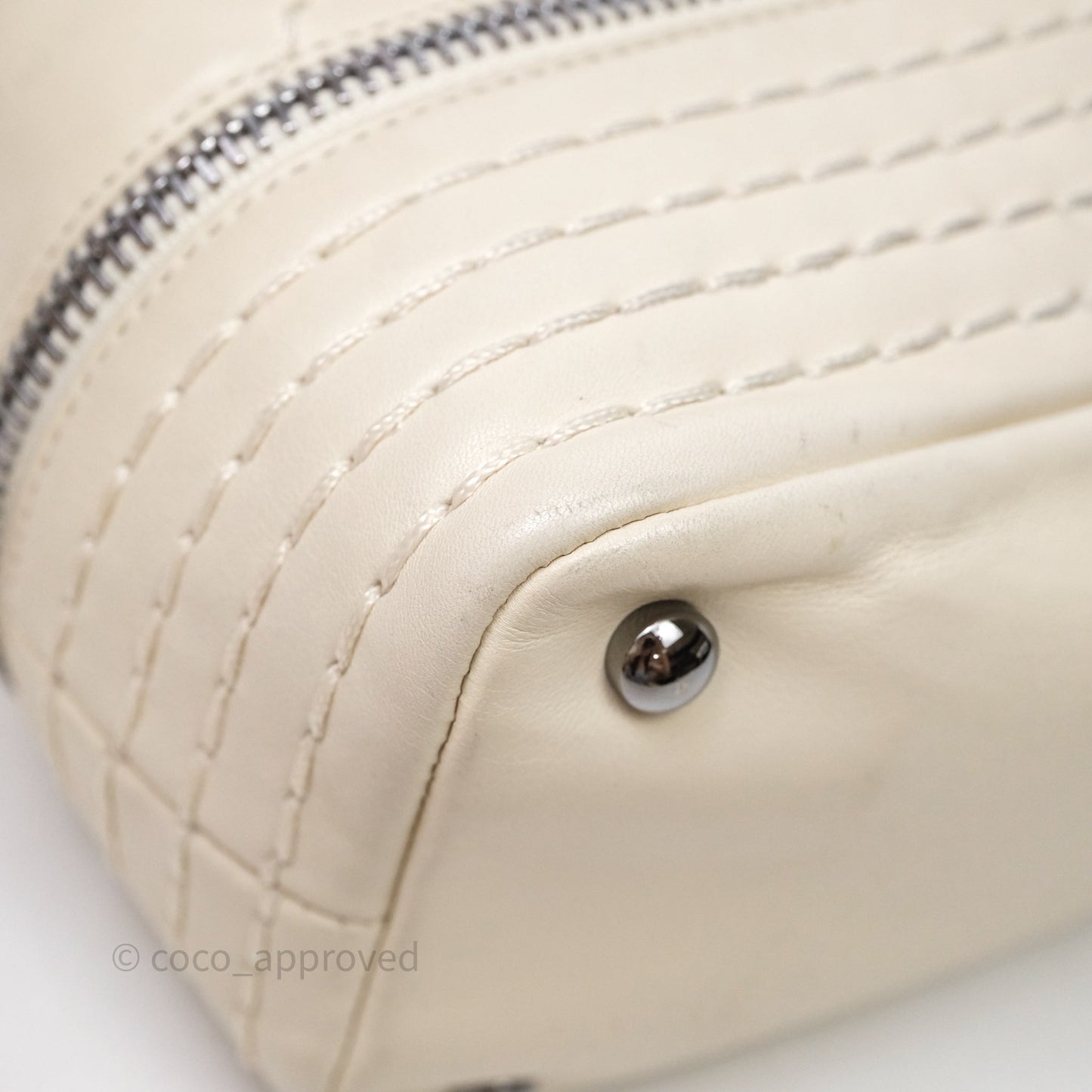 Chanel Expandable Ligne Flap Bag Ivory White Silver Hardware