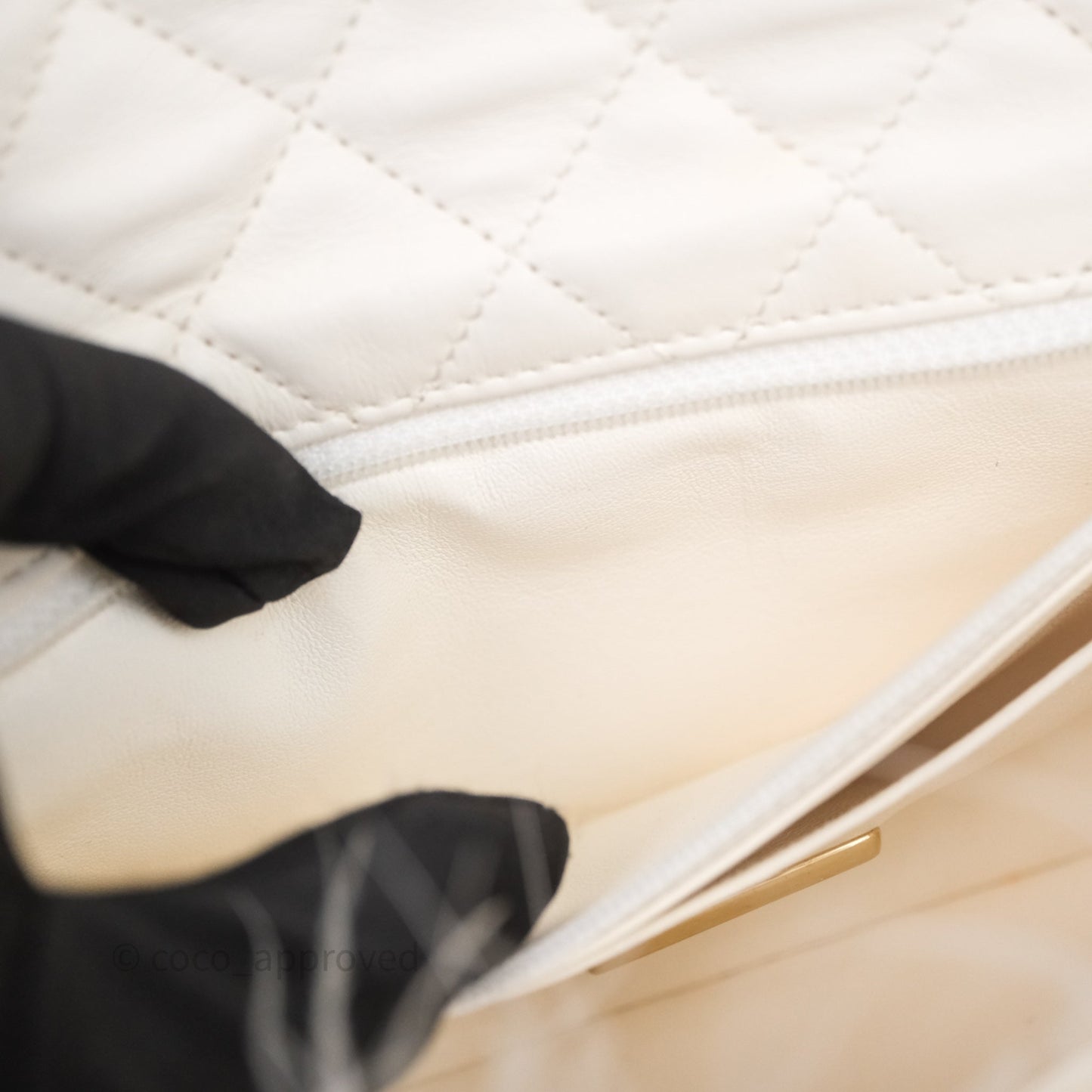 Chanel Quilted Fur Flap Bag White Gold Hardware
