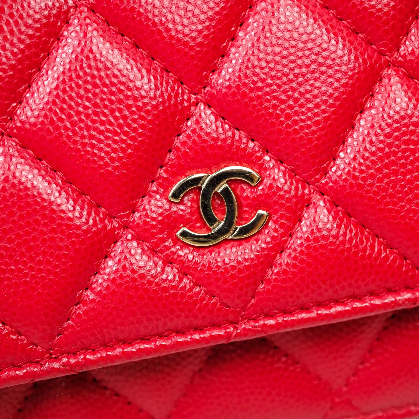 Chanel Quilted Classic Wallet on Chain WOC Red Caviar Gold Hardware