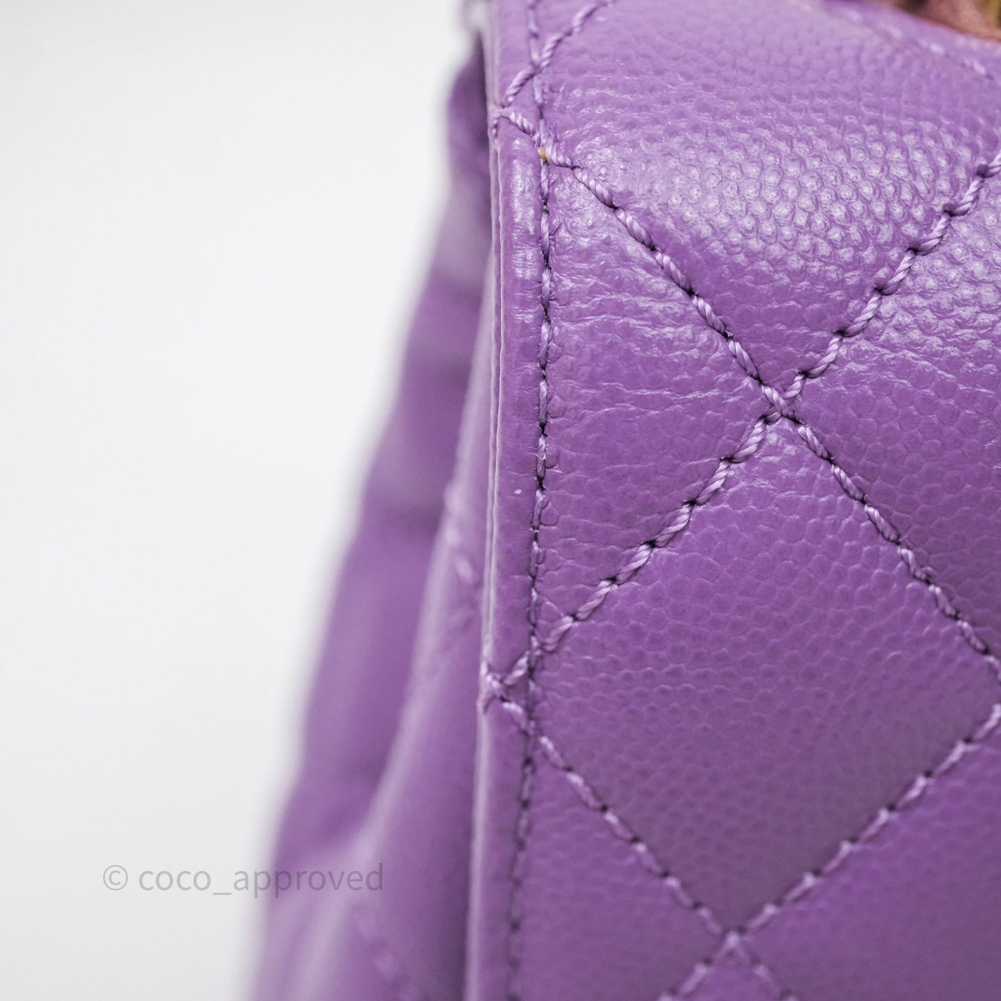 Chanel Mini Coco Handle Quilted Purple Caviar Gold Hardware