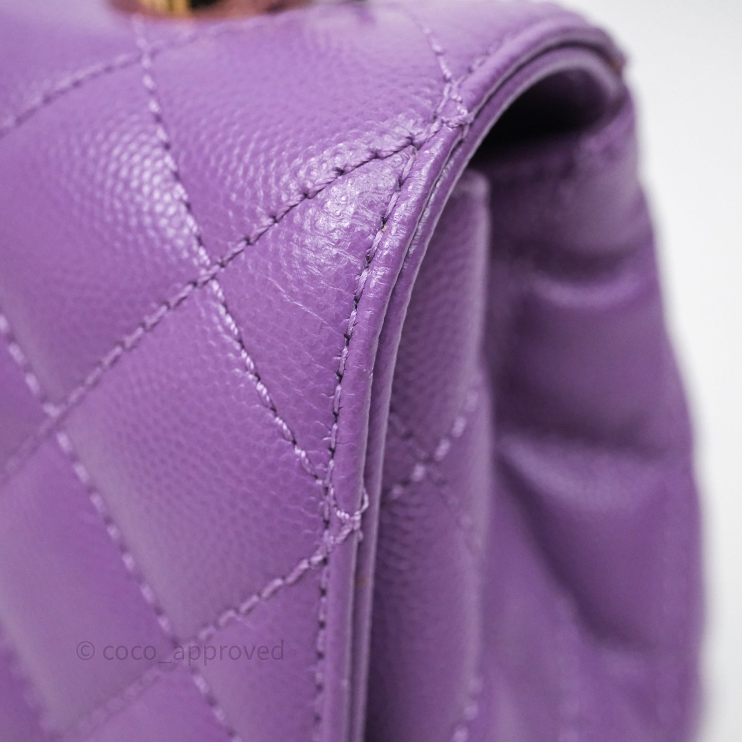 Chanel Mini Coco Handle Quilted Purple Caviar Gold Hardware