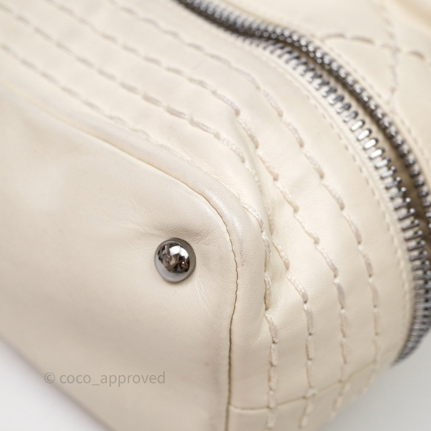 Chanel Expandable Ligne Flap Bag Ivory White Silver Hardware