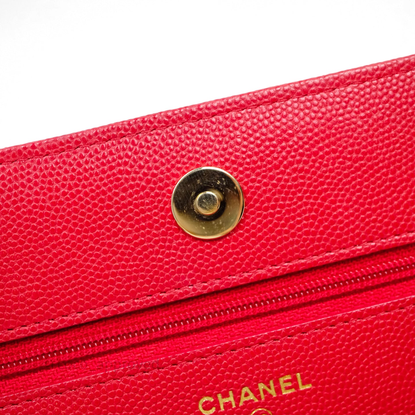 Chanel Quilted Classic Wallet on Chain WOC Red Caviar Gold Hardware