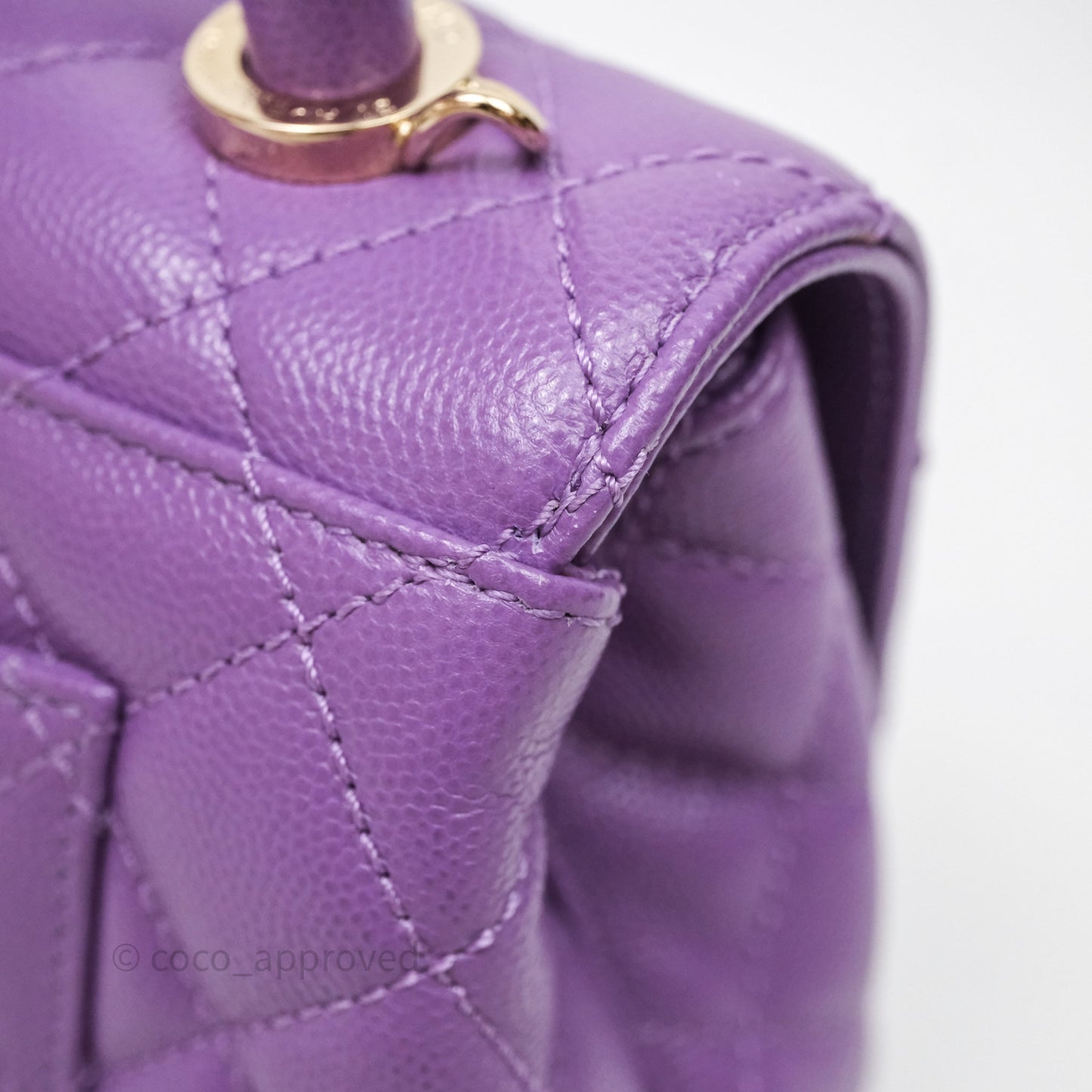 Chanel Mini Coco Handle Quilted Purple Caviar Gold Hardware
