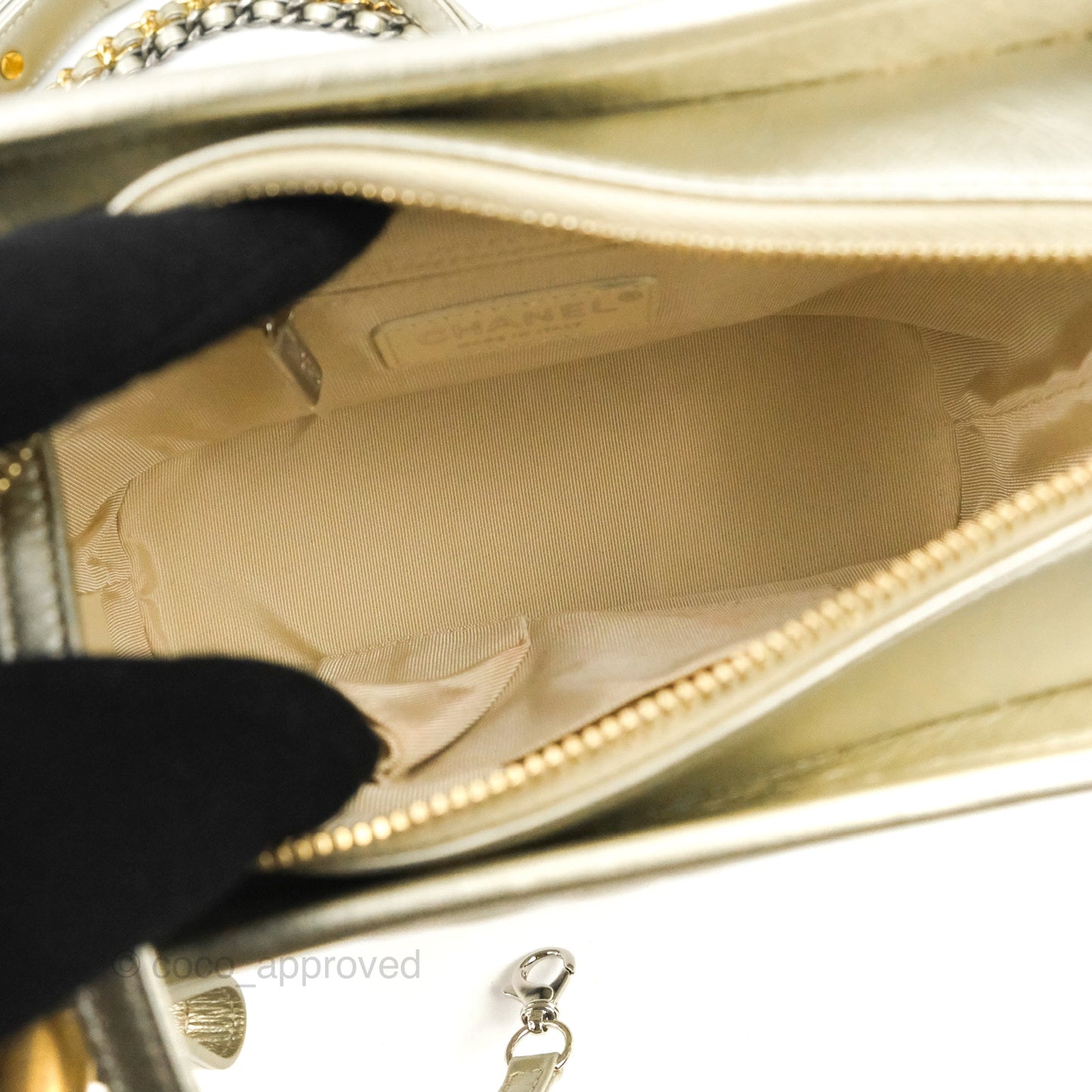 Chanel Quilted Small Gabrielle Hobo Metallic Pale Gold Aged Calfskin