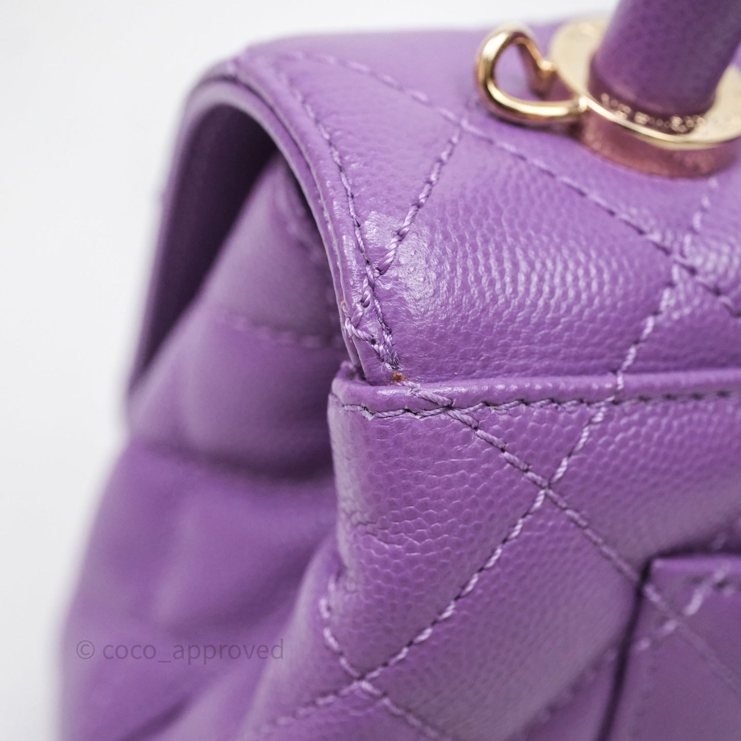 Chanel Mini Coco Handle Quilted Purple Caviar Gold Hardware