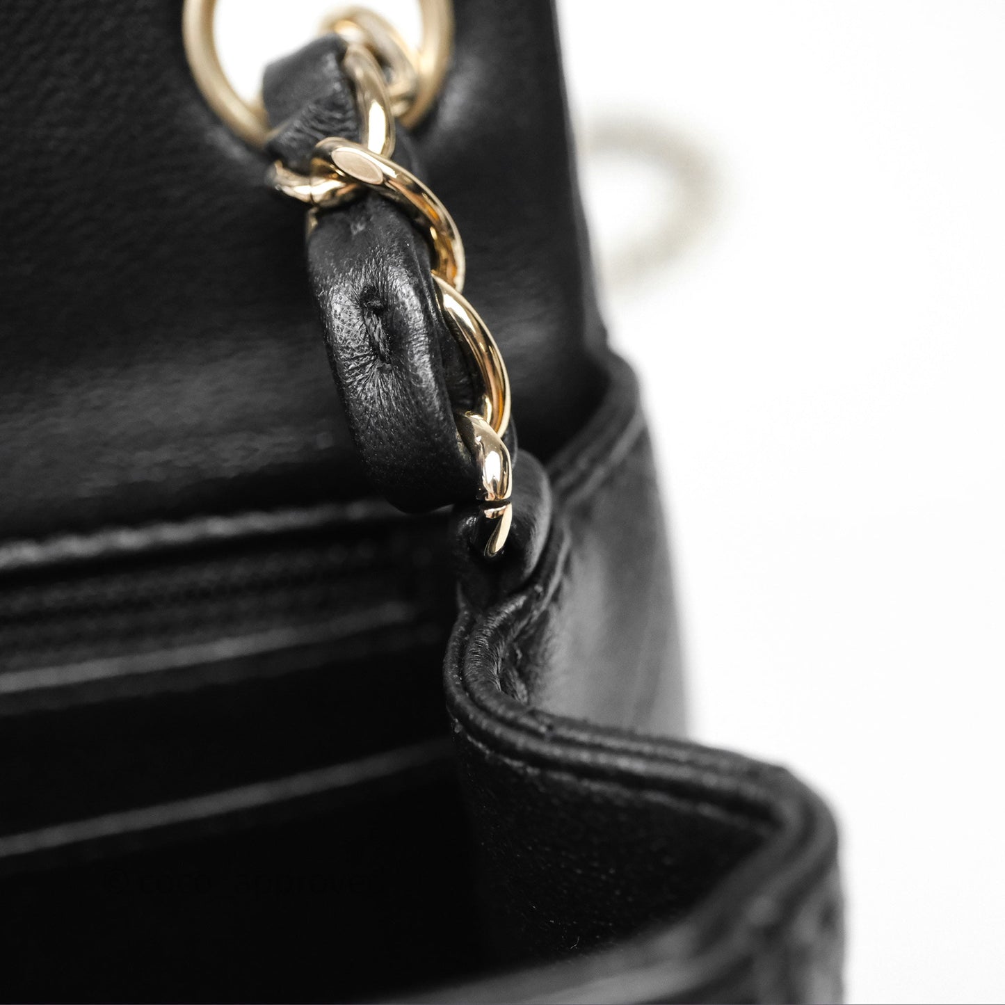 Chanel Mini Square Black Lambskin Gold Hardware