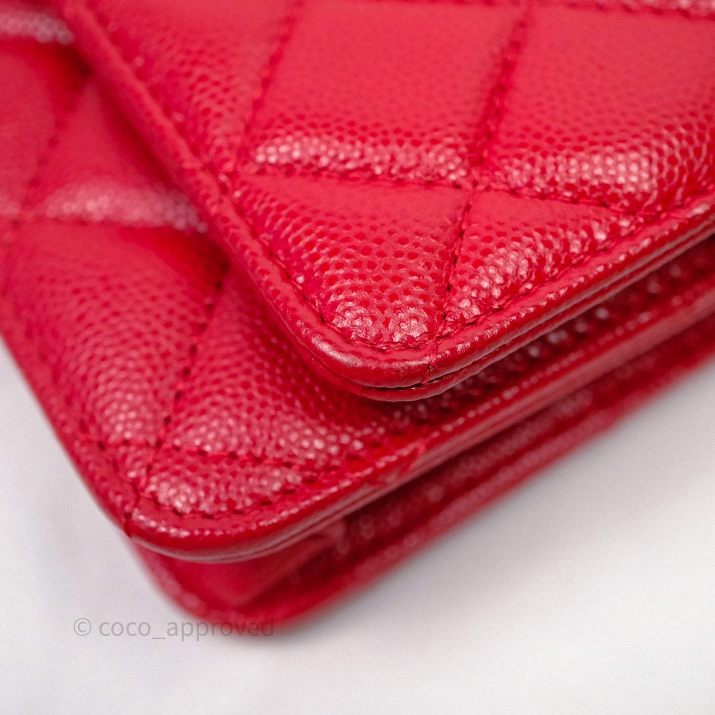 Chanel Quilted Classic Wallet on Chain WOC Red Caviar Gold Hardware