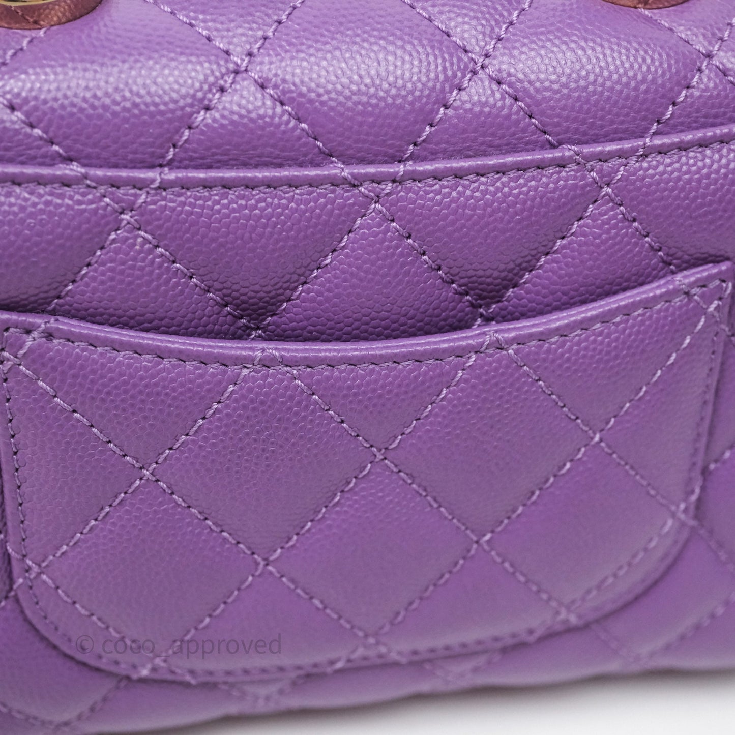 Chanel Mini Coco Handle Quilted Purple Caviar Gold Hardware