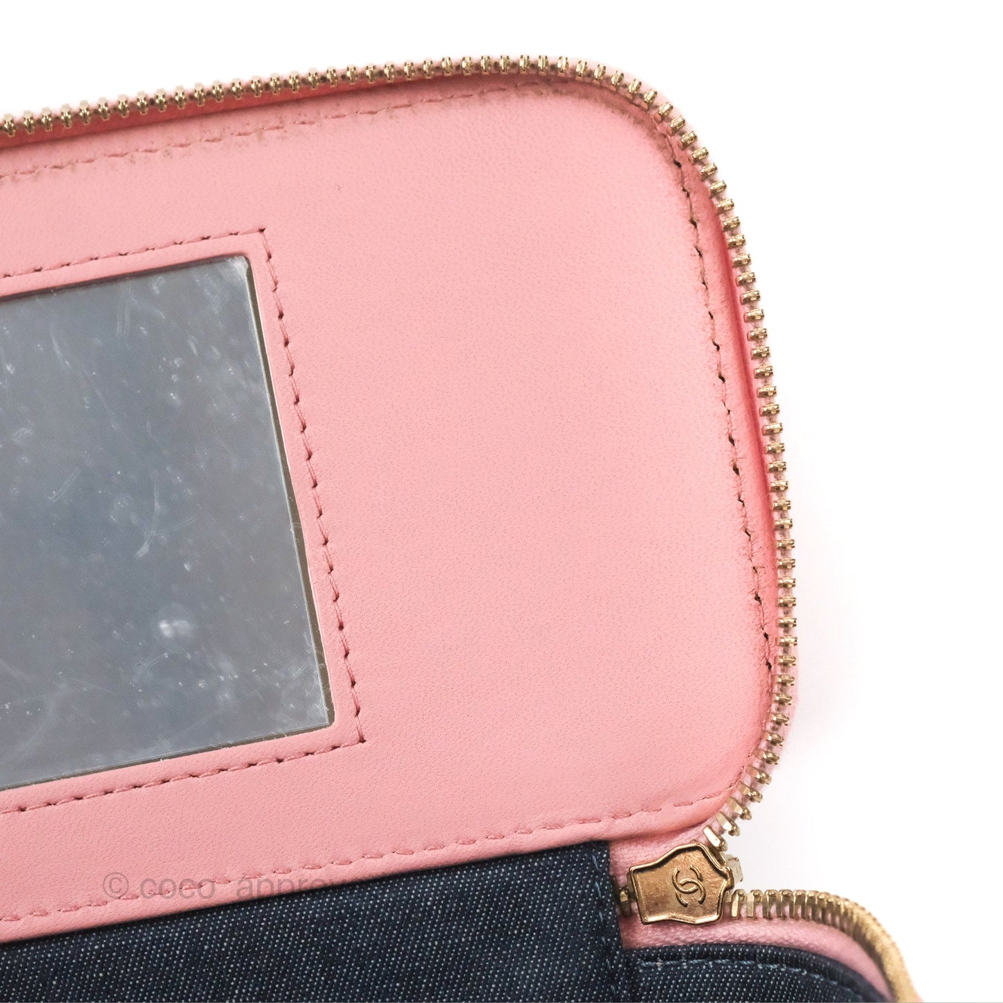 Chanel Resin Elegant Chain Vanity Case Pink Lambskin Gold Hardware