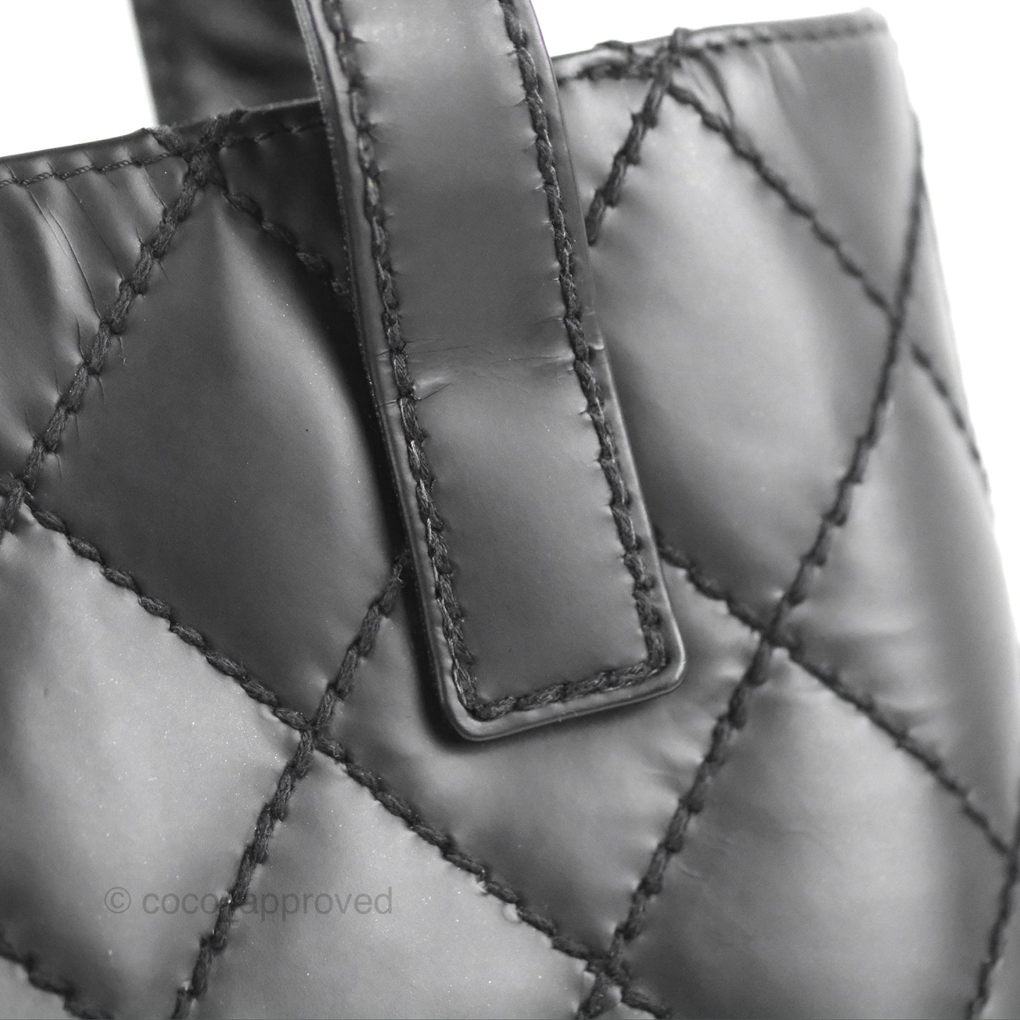 Chanel Vintage Quilted CC Tote Bag Matte Black Calfskin Gold Hardware