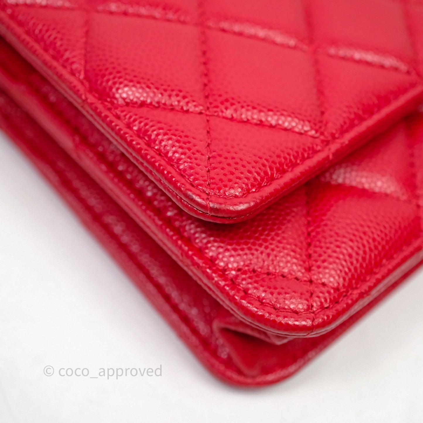 Chanel Quilted Classic Wallet on Chain WOC Red Caviar Gold Hardware