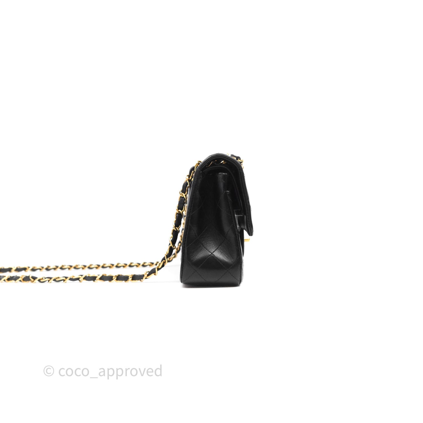 Chanel Vintage Lambskin Small Double Flap Bag Black Gold Hardware