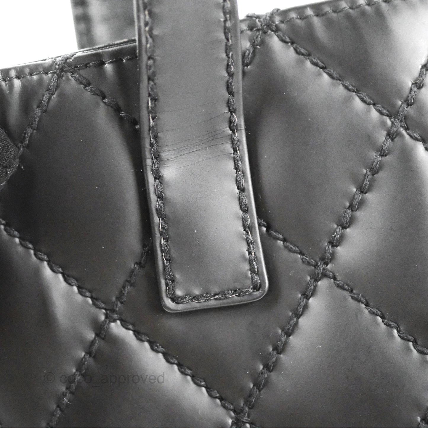 Chanel Vintage Quilted CC Tote Bag Matte Black Calfskin Gold Hardware