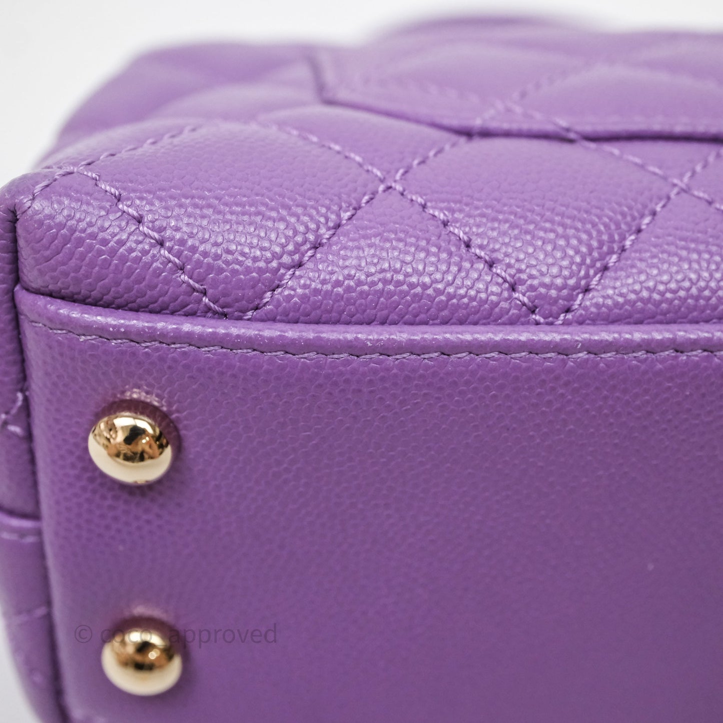 Chanel Mini Coco Handle Quilted Purple Caviar Gold Hardware