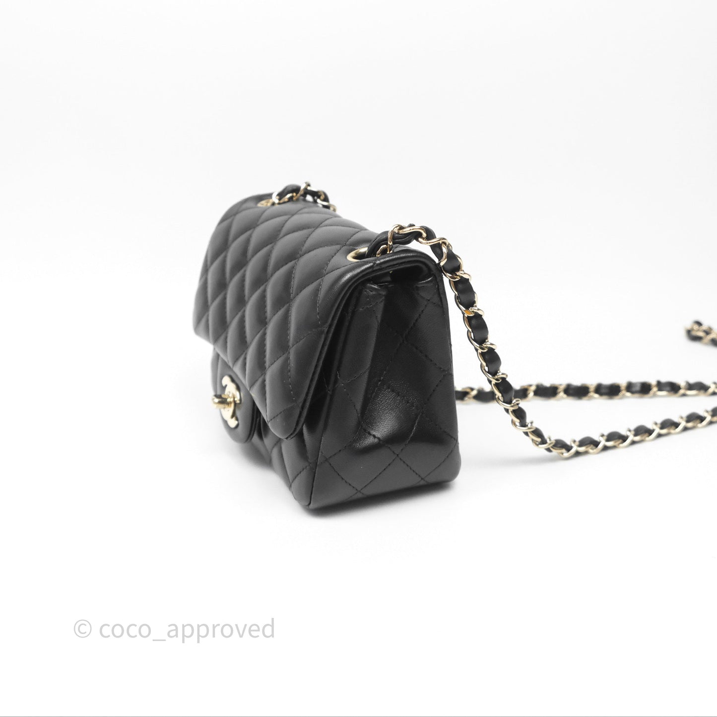 Chanel Mini Square Black Lambskin Gold Hardware
