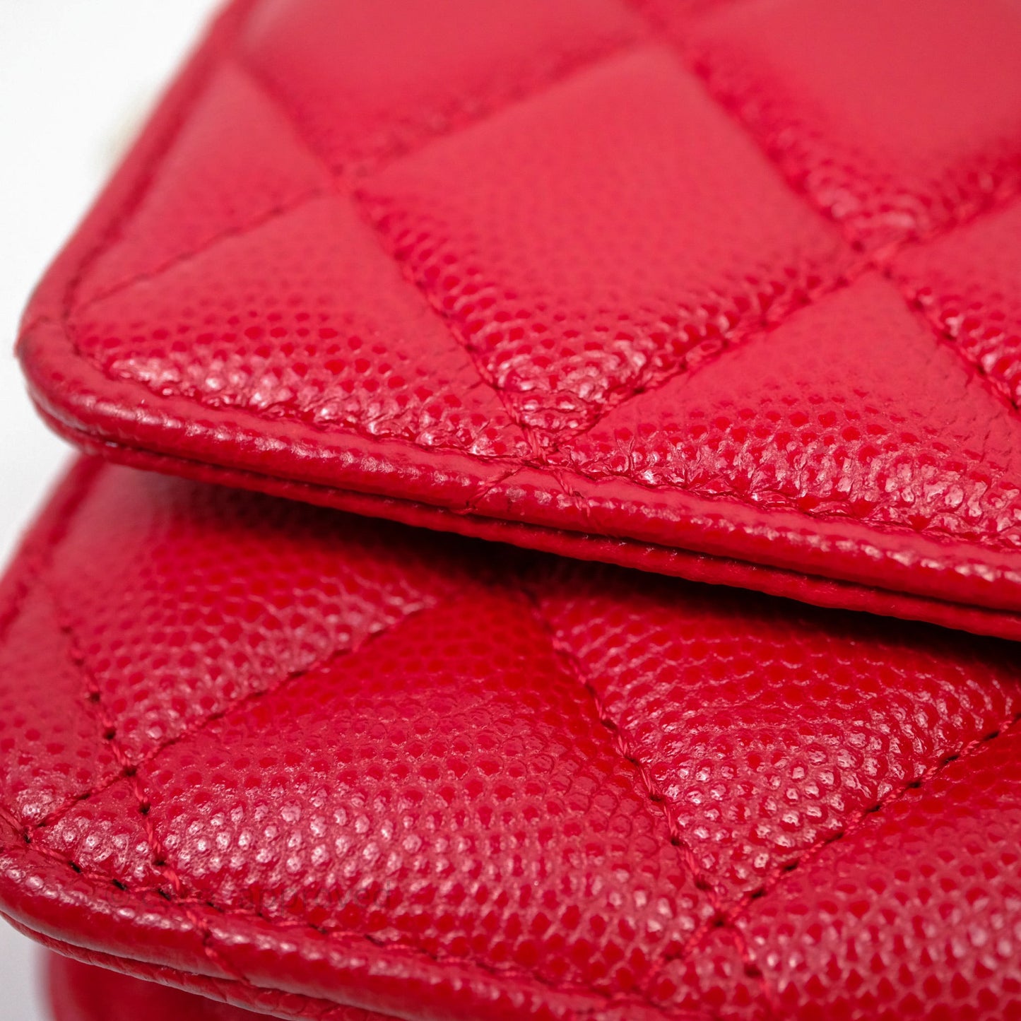 Chanel Quilted Classic Wallet on Chain WOC Red Caviar Gold Hardware