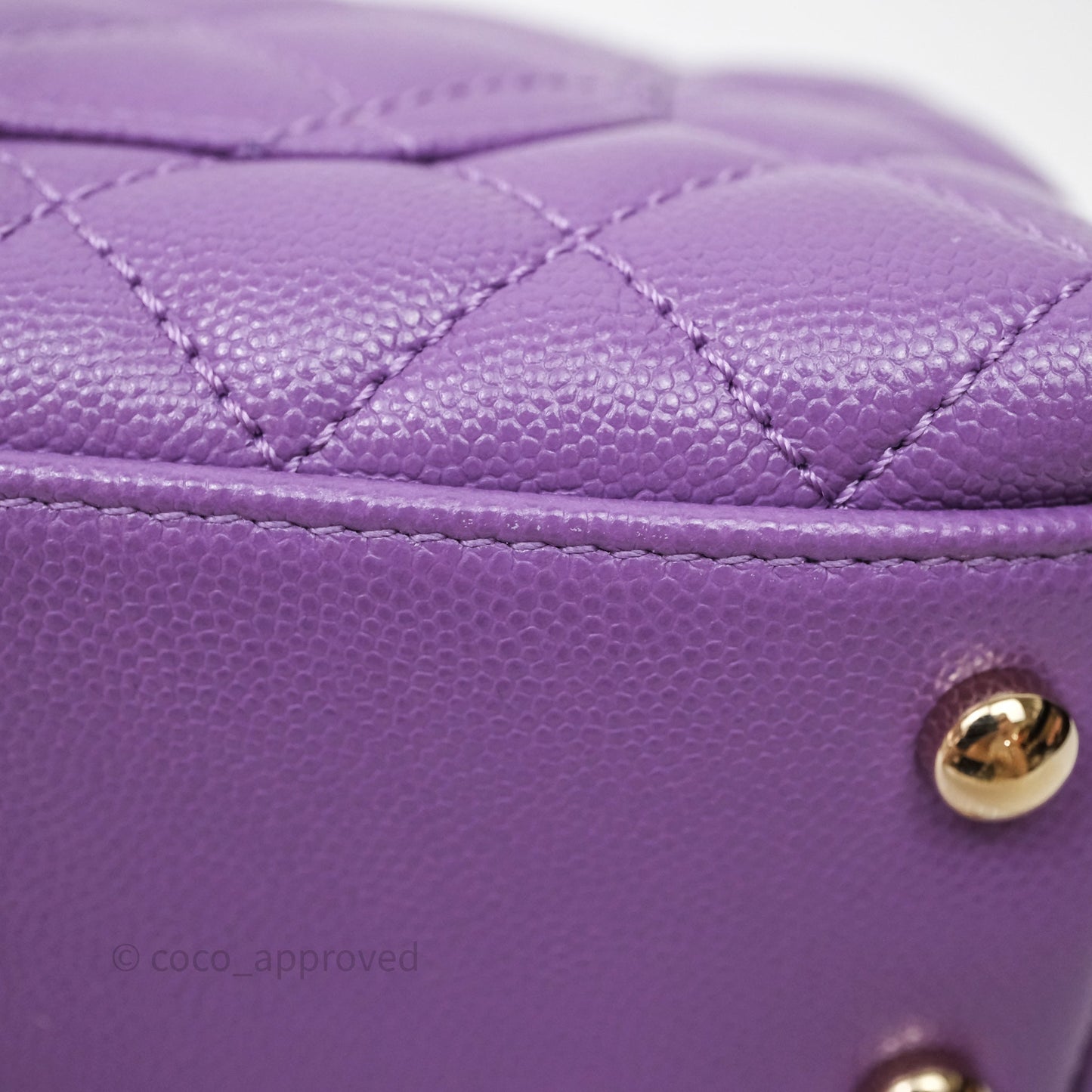 Chanel Mini Coco Handle Quilted Purple Caviar Gold Hardware