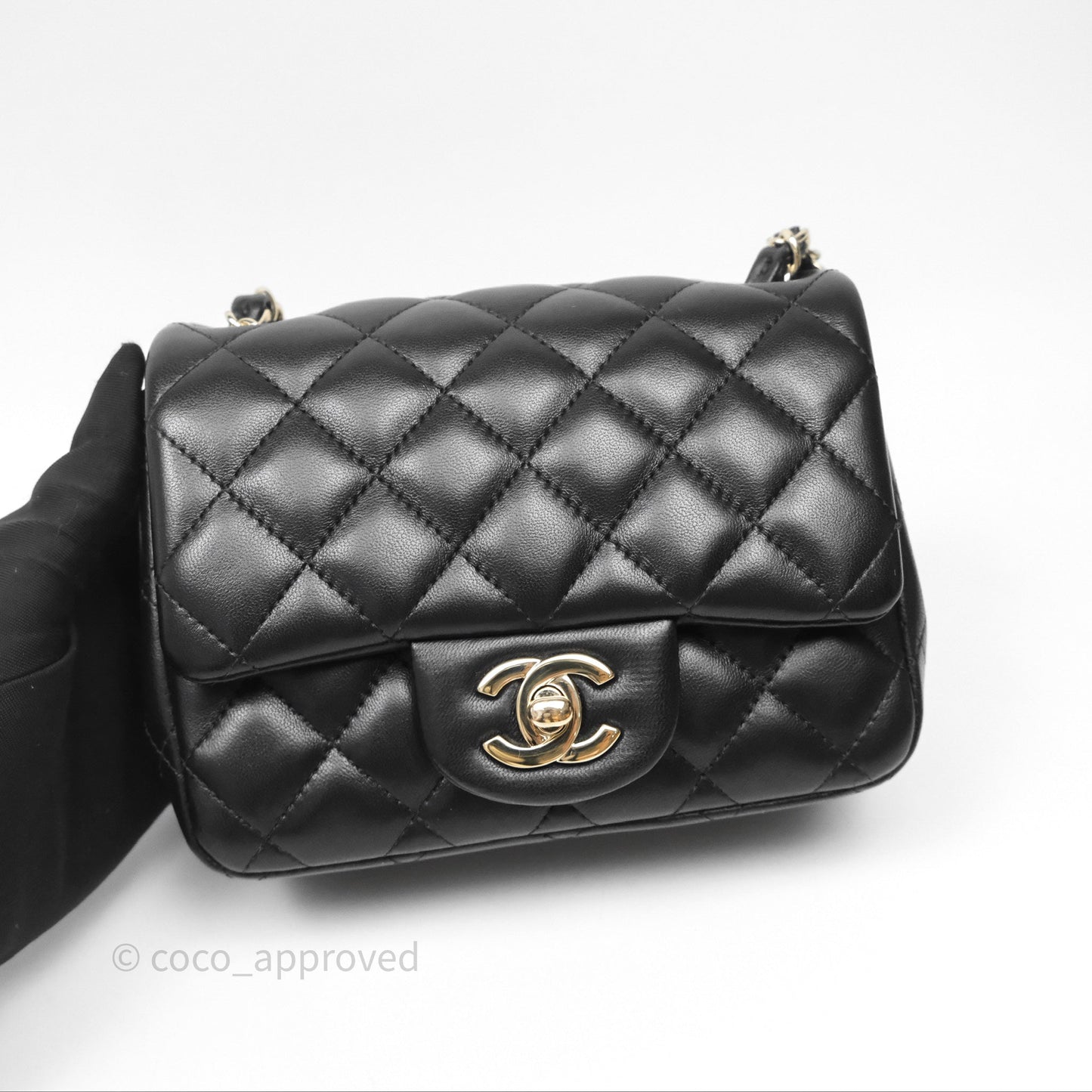 Chanel Mini Square Black Lambskin Gold Hardware