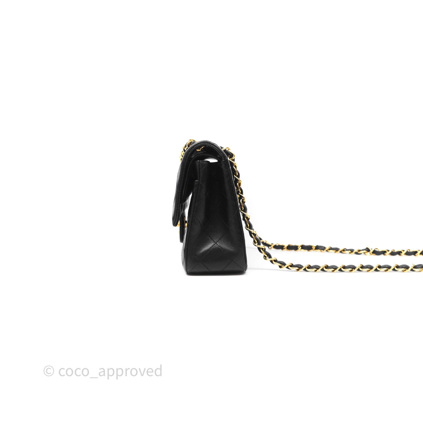 Chanel Vintage Lambskin Small Double Flap Bag Black Gold Hardware