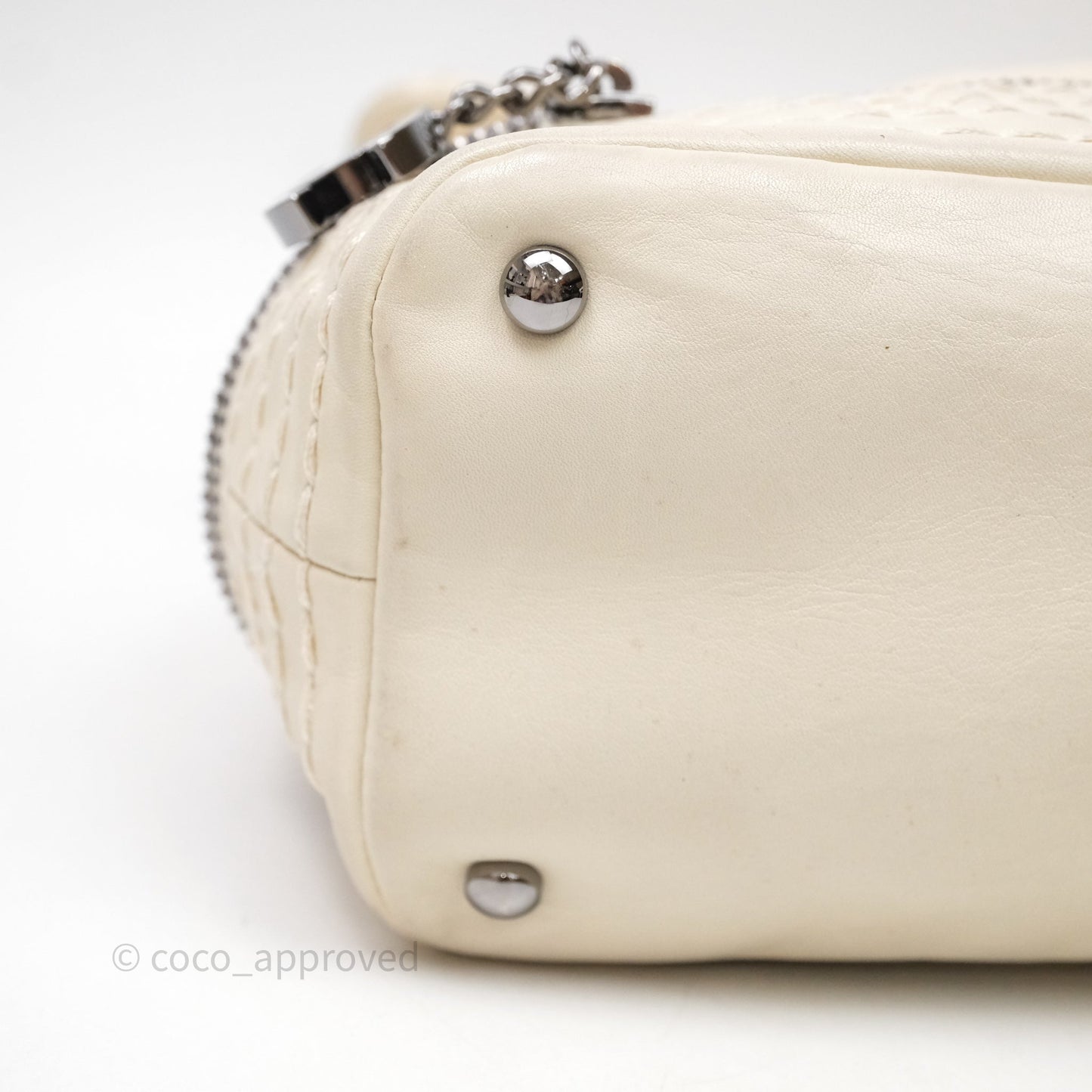 Chanel Expandable Ligne Flap Bag Ivory White Silver Hardware