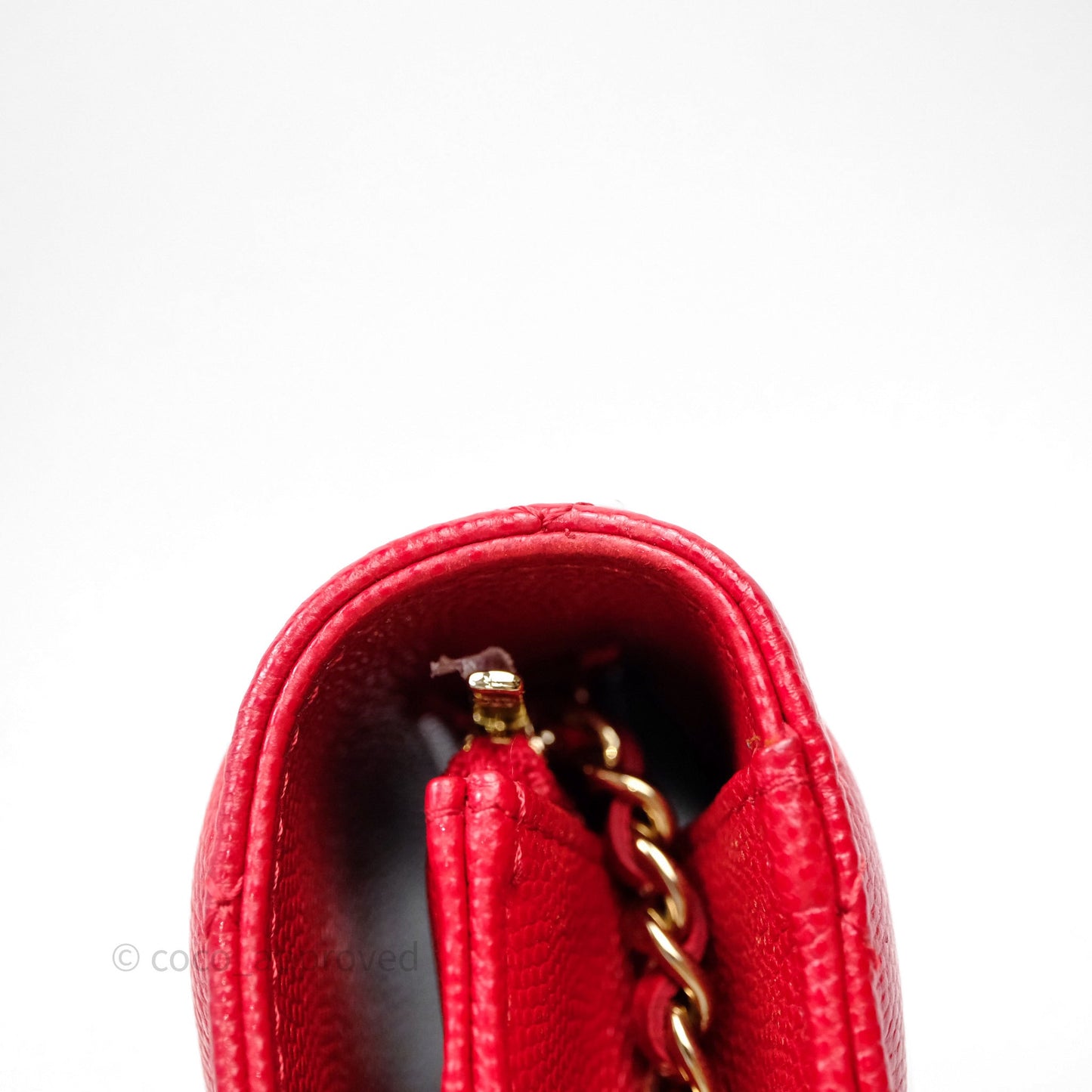 Chanel Quilted Classic Wallet on Chain WOC Red Caviar Gold Hardware