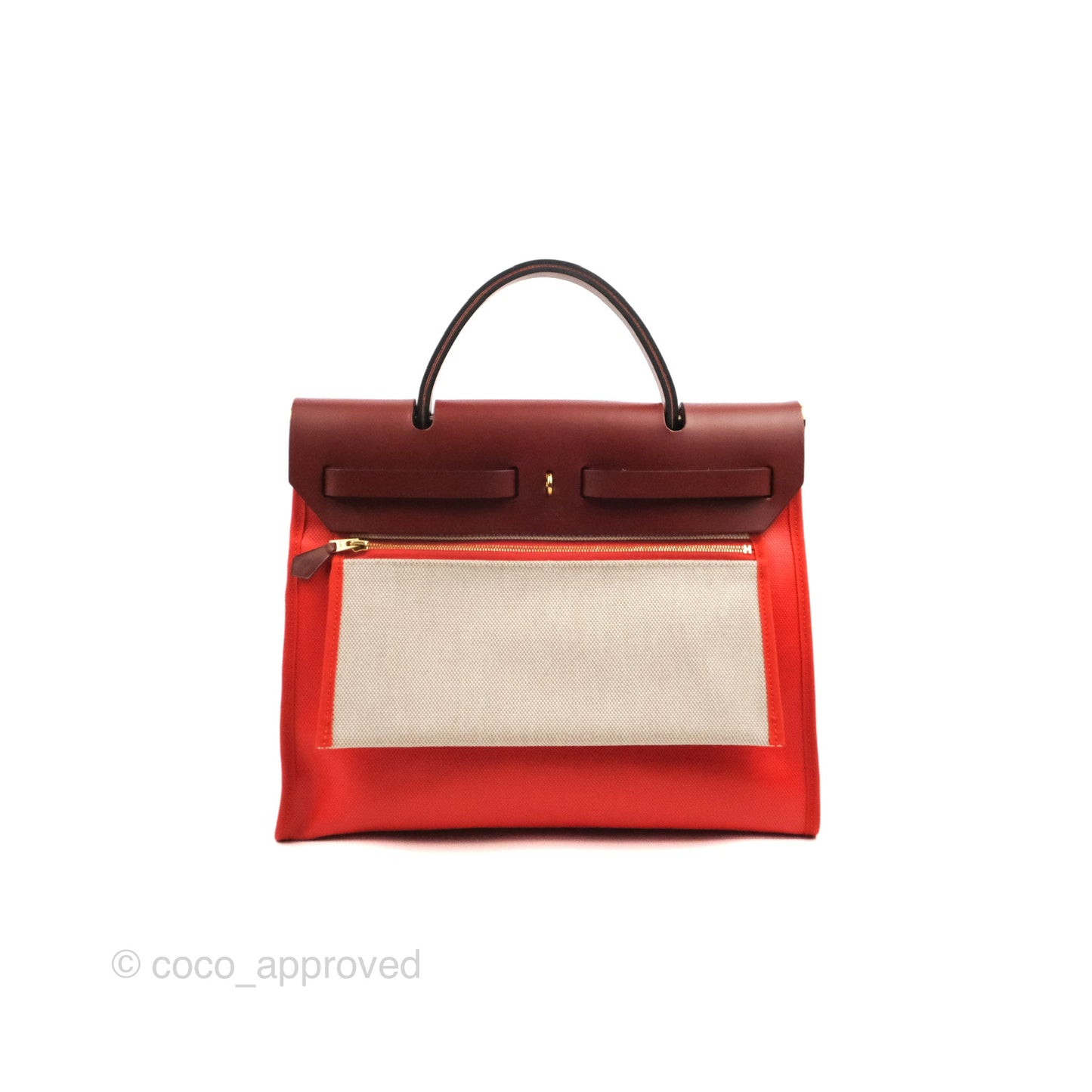 Hermès Herbag Zip 31 Toile H Berline Orange Meca/Rouge H Gold Hardware