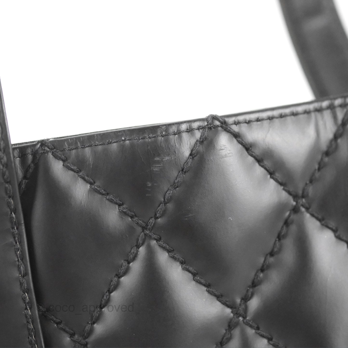 Chanel Vintage Quilted CC Tote Bag Matte Black Calfskin Gold Hardware