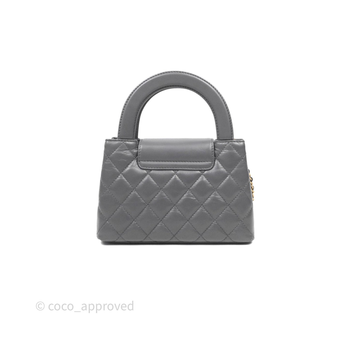 Chanel Kelly Bag Quilted Grey Shiny Crumpled Calfskin Aged Gold Hardware