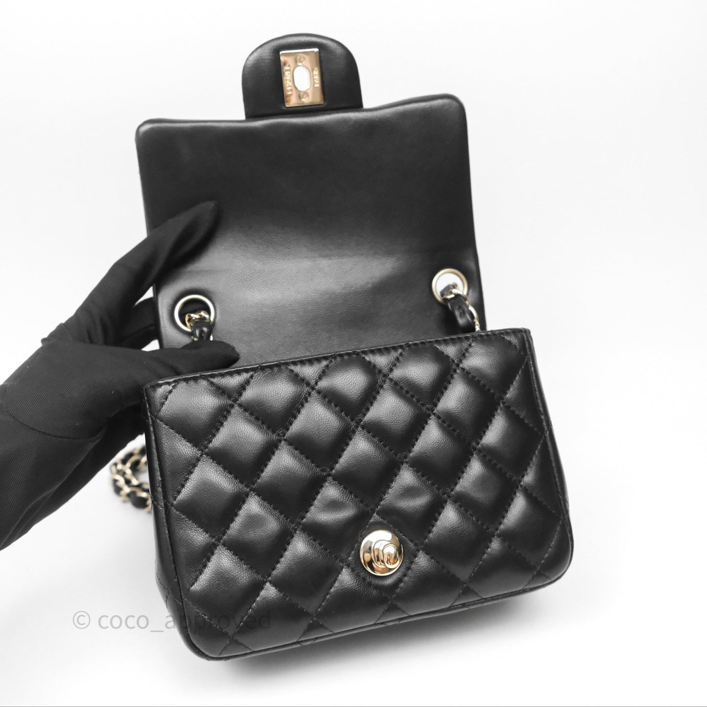 Chanel Mini Square Black Lambskin Gold Hardware