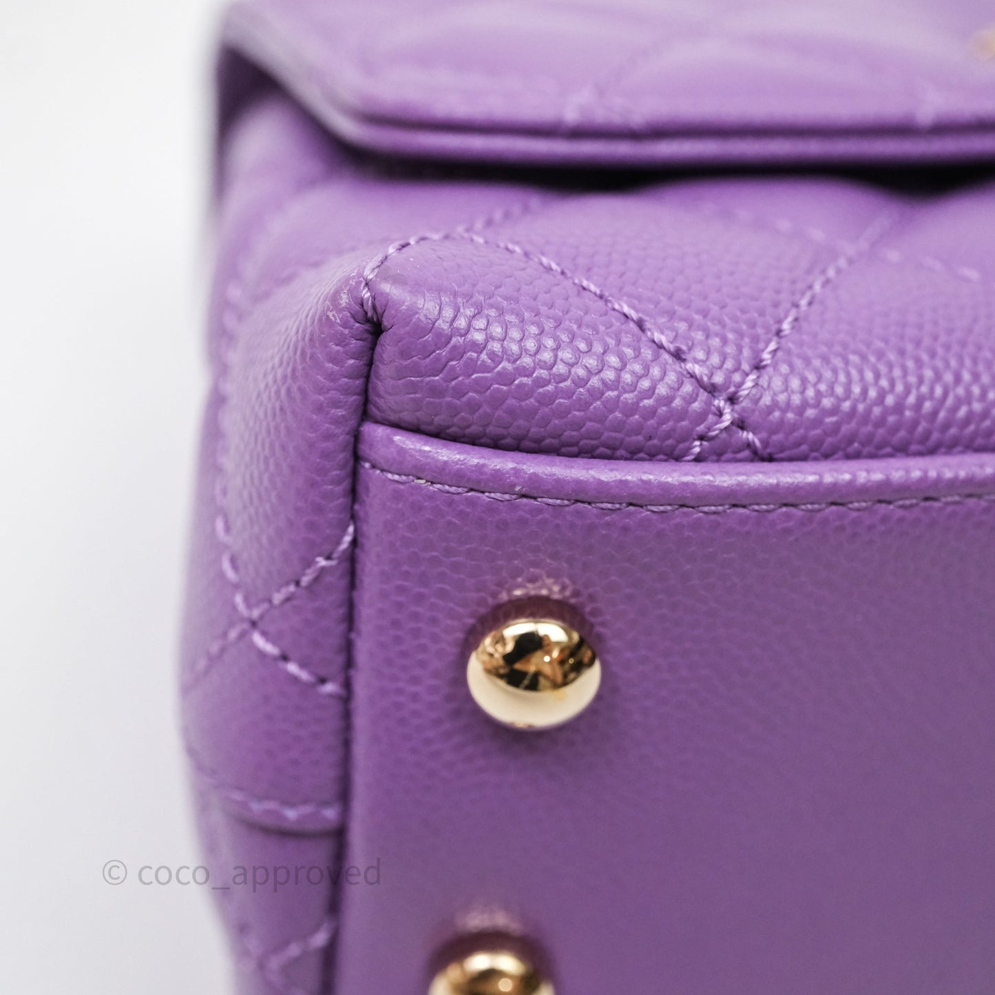 Chanel Mini Coco Handle Quilted Purple Caviar Gold Hardware