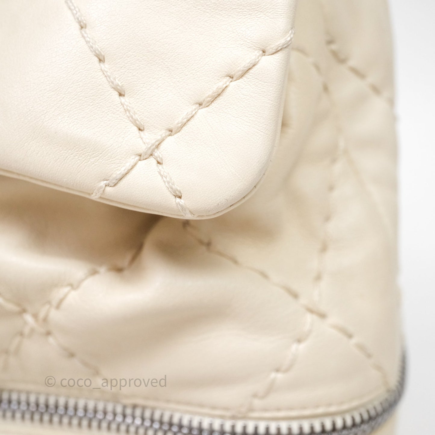 Chanel Expandable Ligne Flap Bag Ivory White Silver Hardware