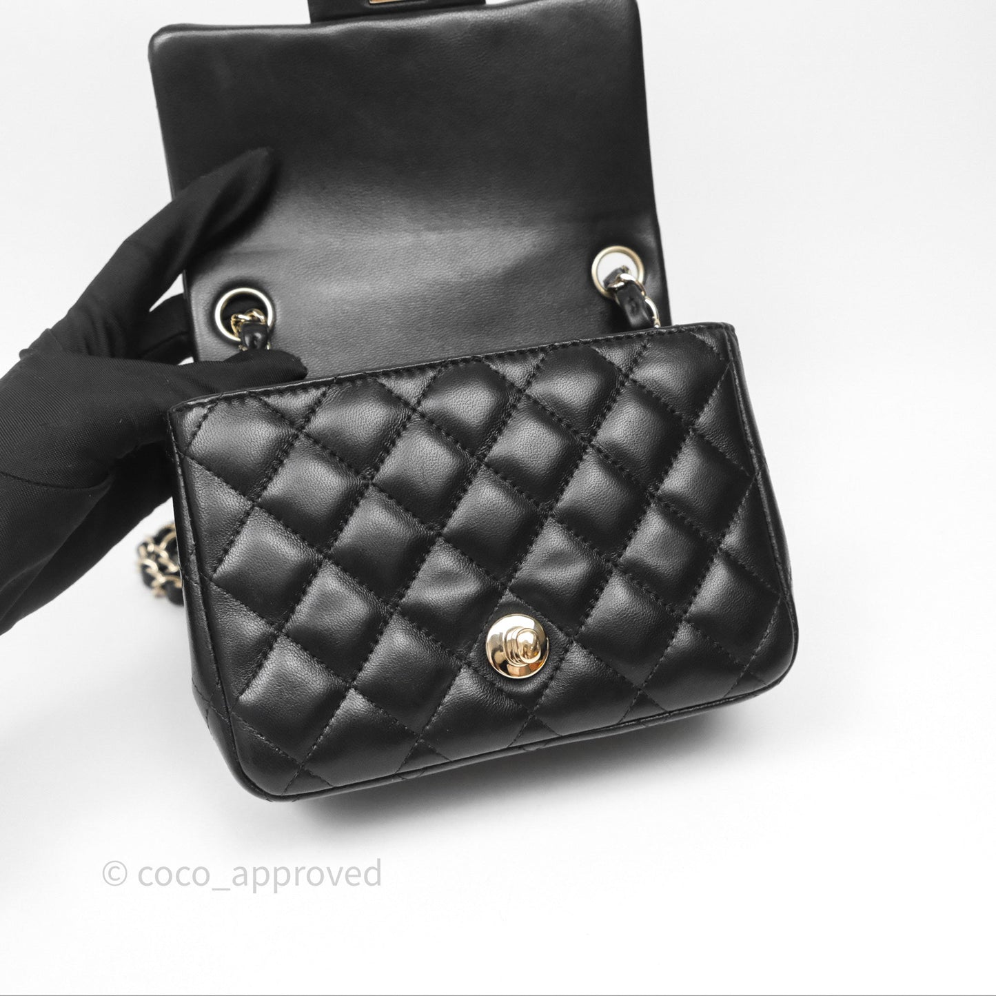 Chanel Mini Square Black Lambskin Gold Hardware