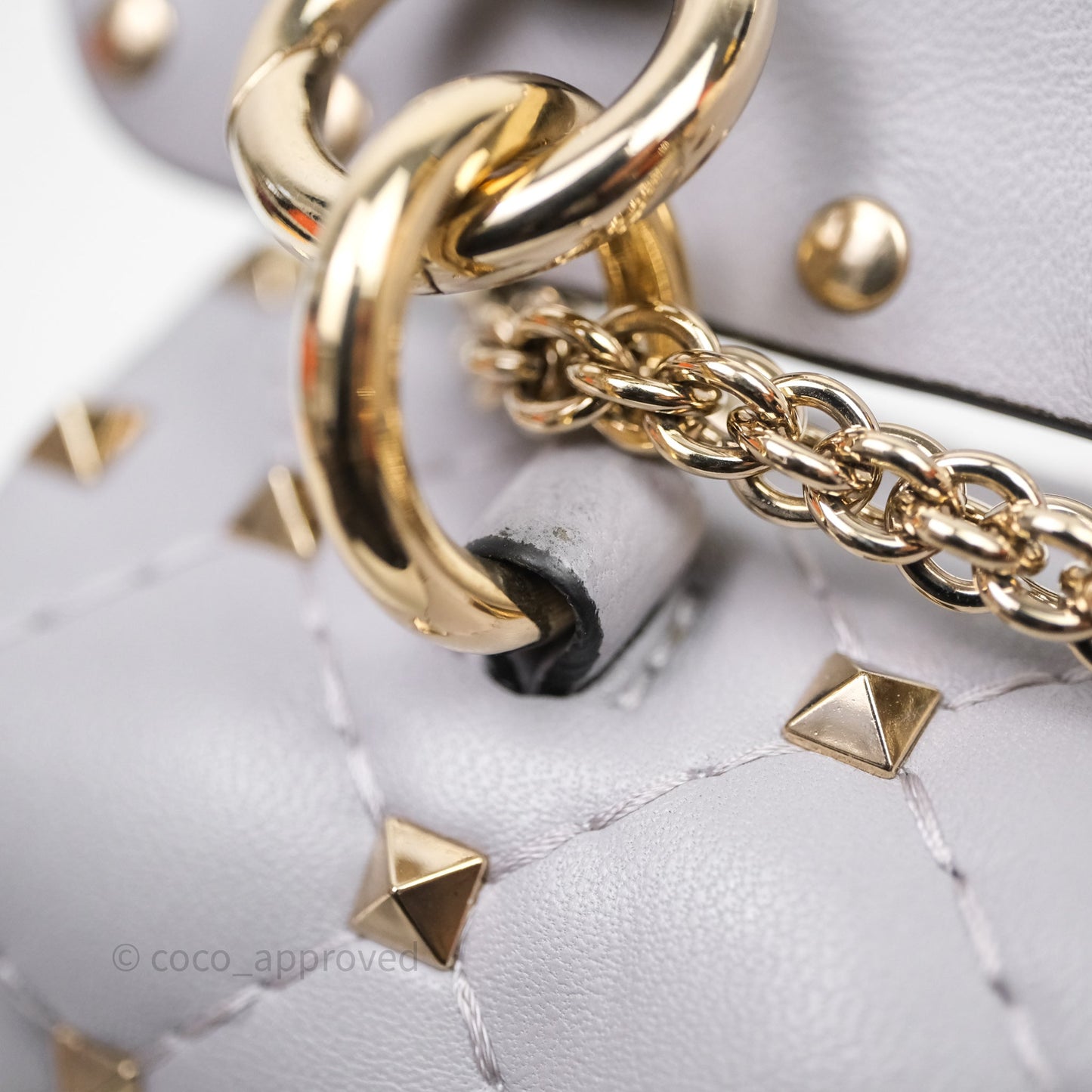 Valentino Small Nappa Rockstud Spike Bag Grey Gold Hardware